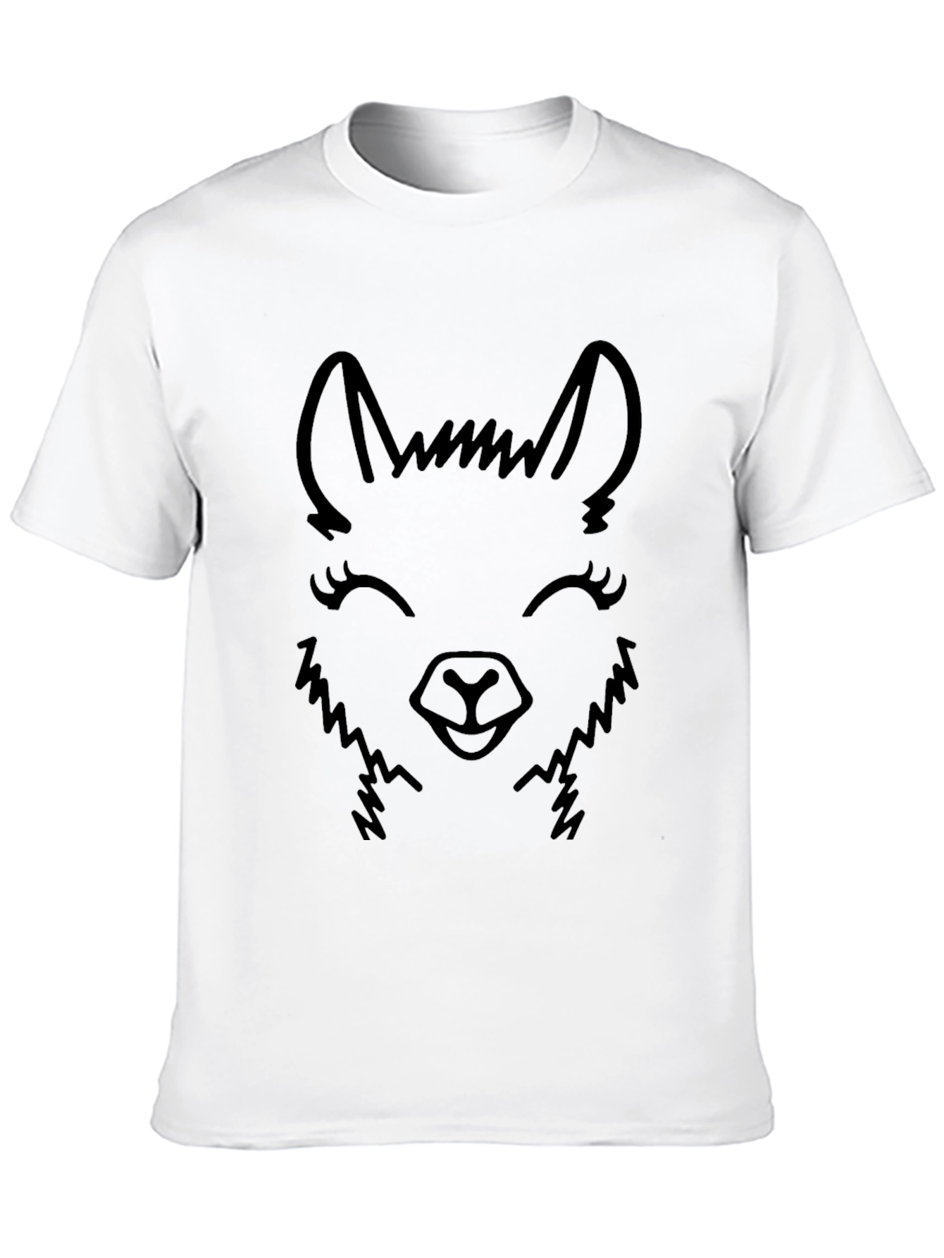 Llama Face Graphic Tee - Black Cotton Blend