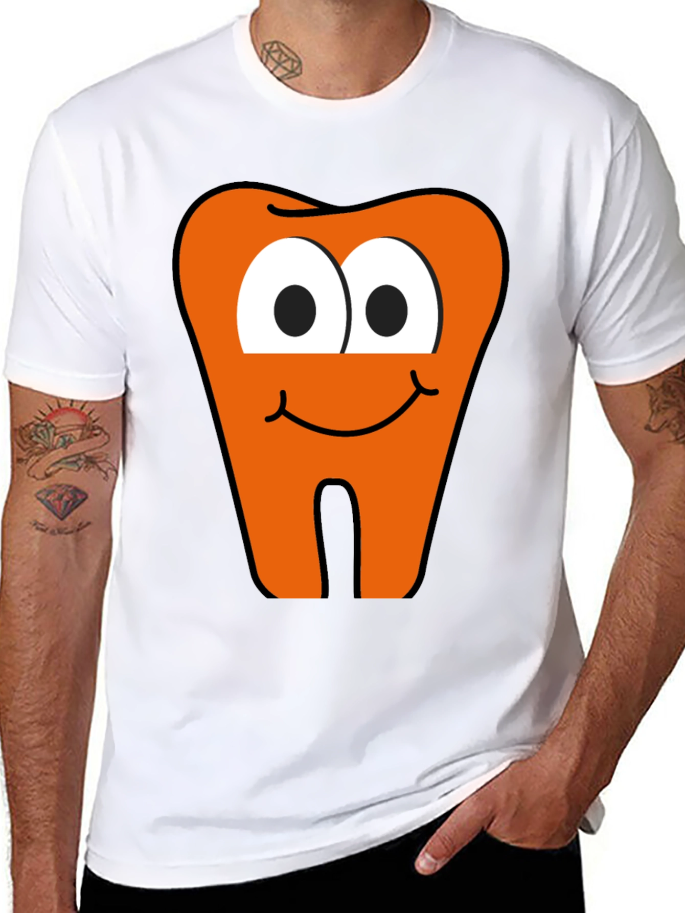 Funny Tooth Graphic Tee - Black Cotton T-Shirt