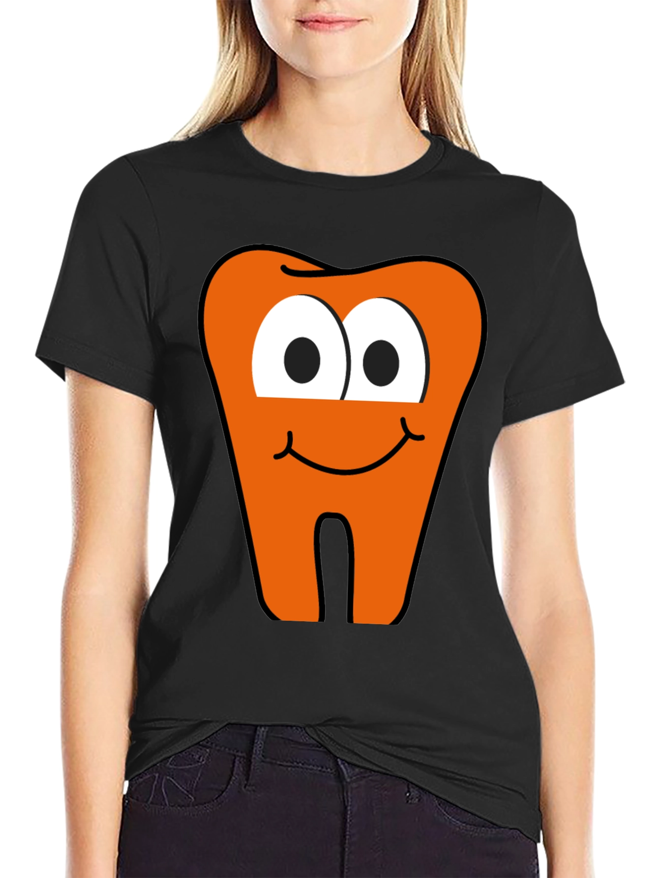 Funny Tooth Graphic Tee - Black Cotton T-Shirt