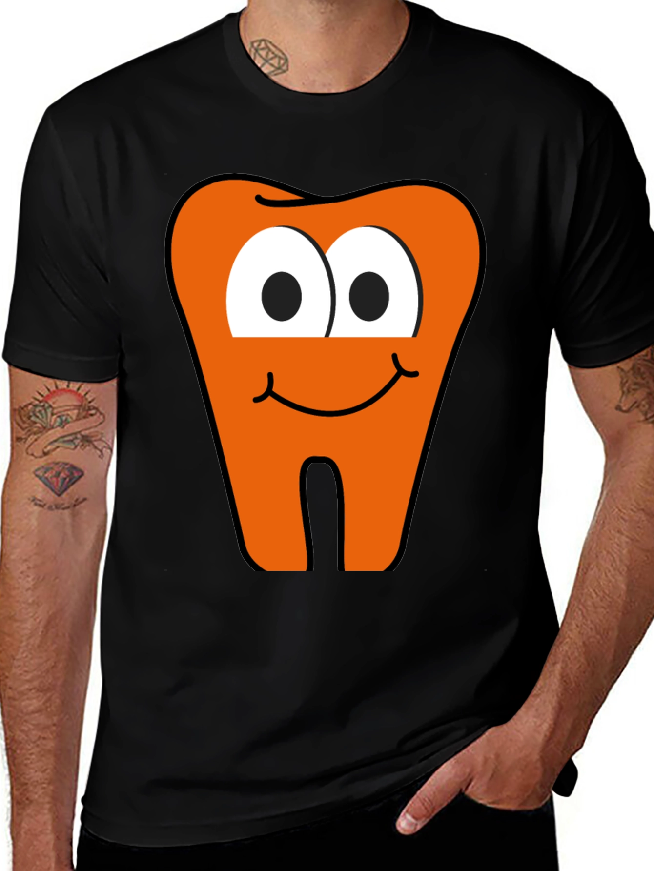 Funny Tooth Graphic Tee - Black Cotton T-Shirt