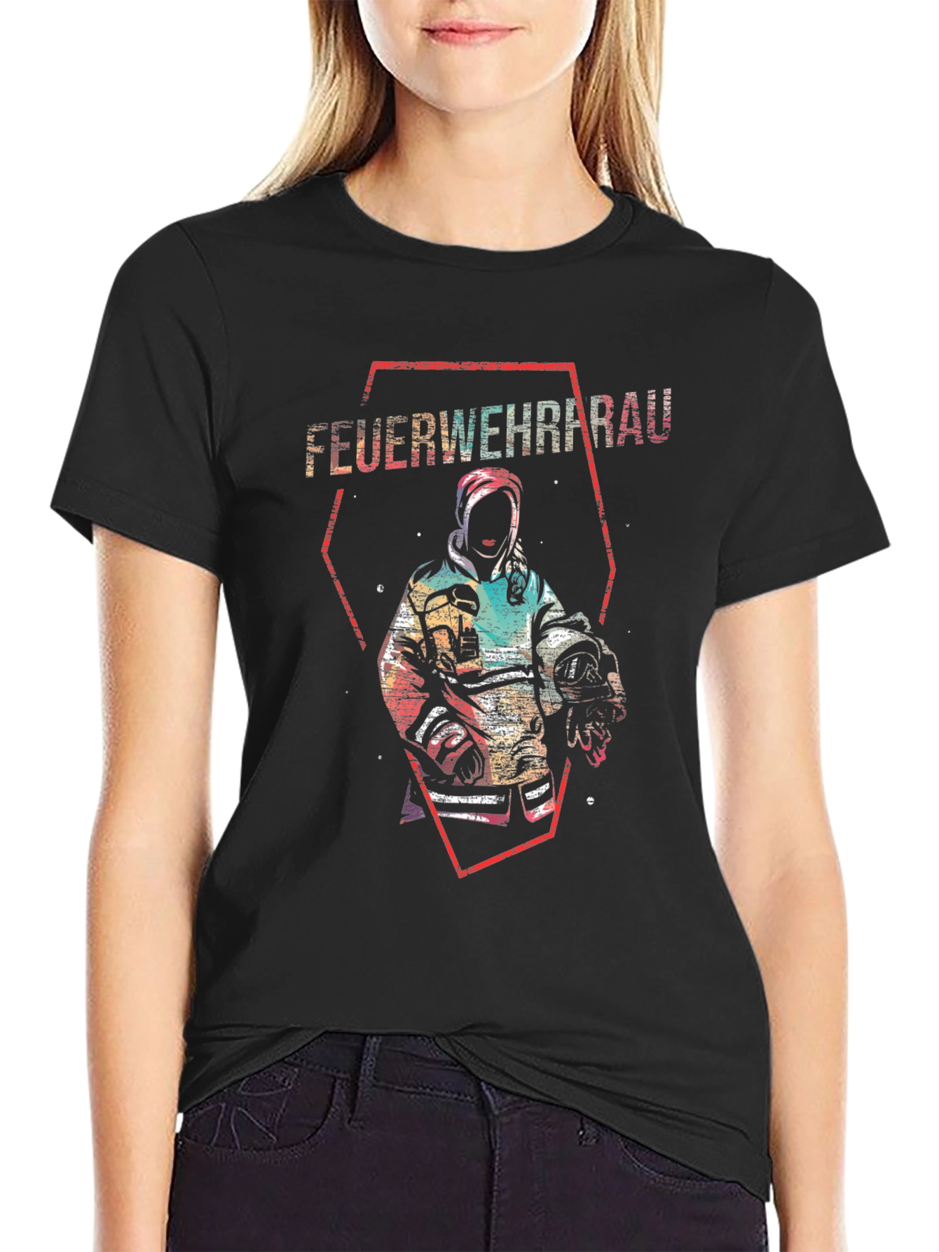 Feuerwehrfrau T-Shirt Firefighter Design