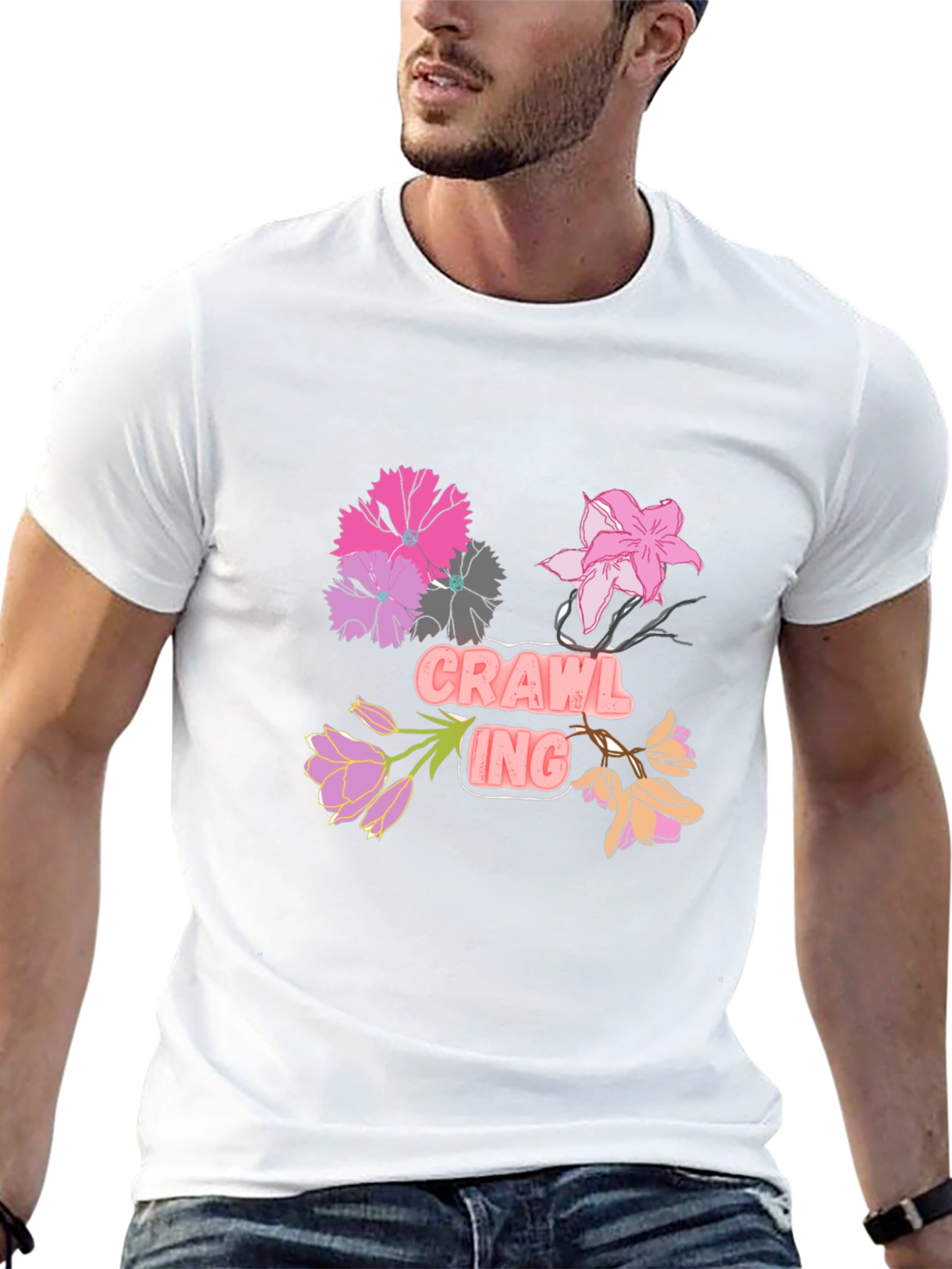 Floral Crawling T-Shirt - Black