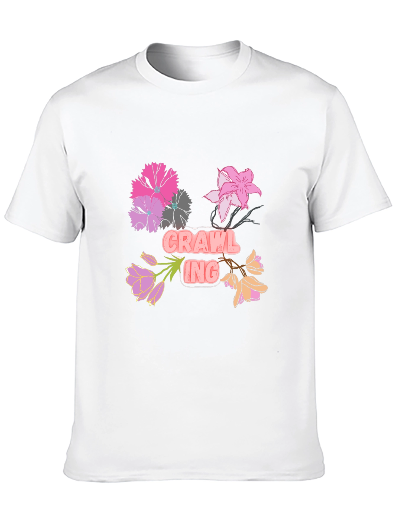 Floral Crawling T-Shirt - Black