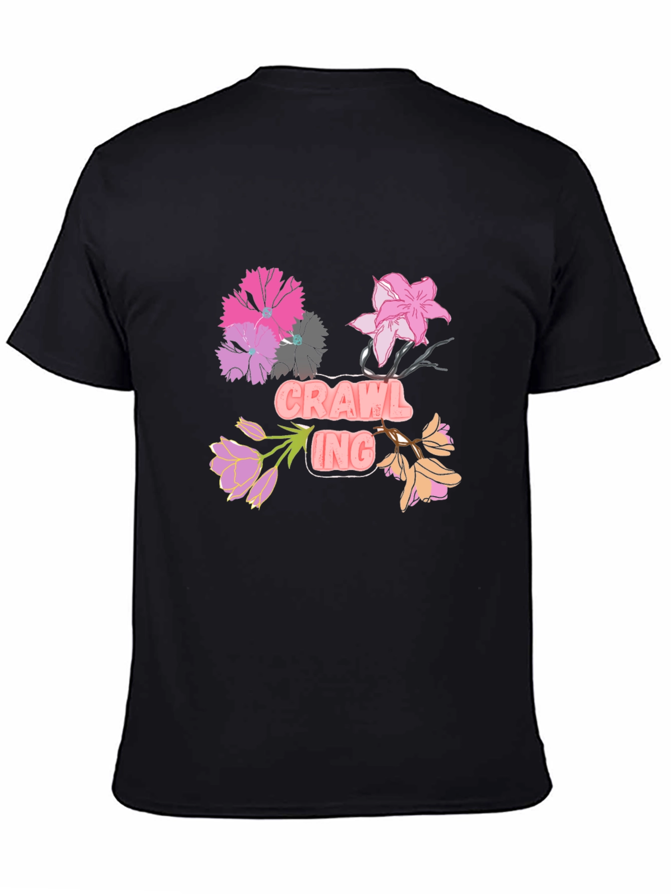Floral Crawling T-Shirt - Black