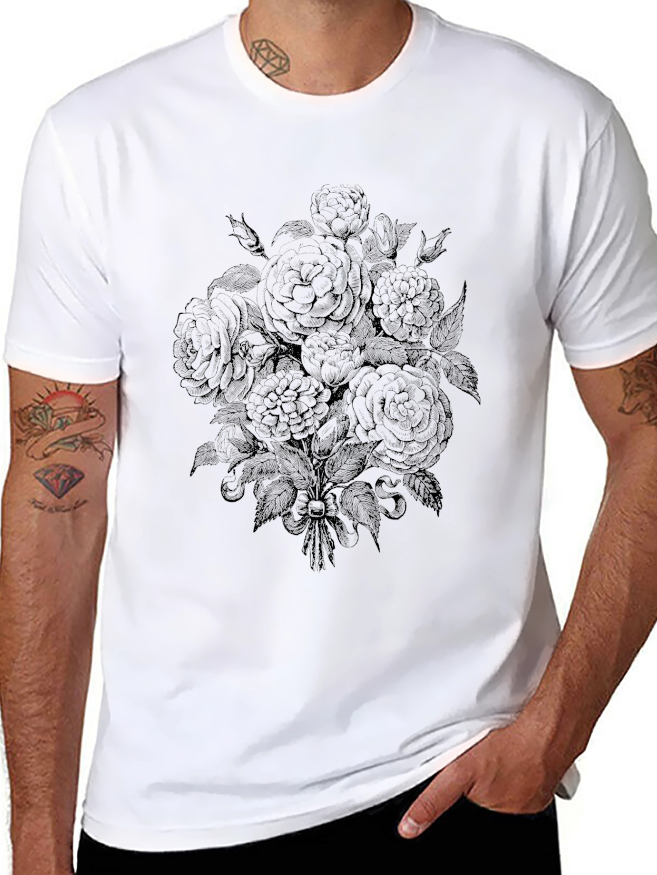 Elegant Black Floral Graphic T-Shirt