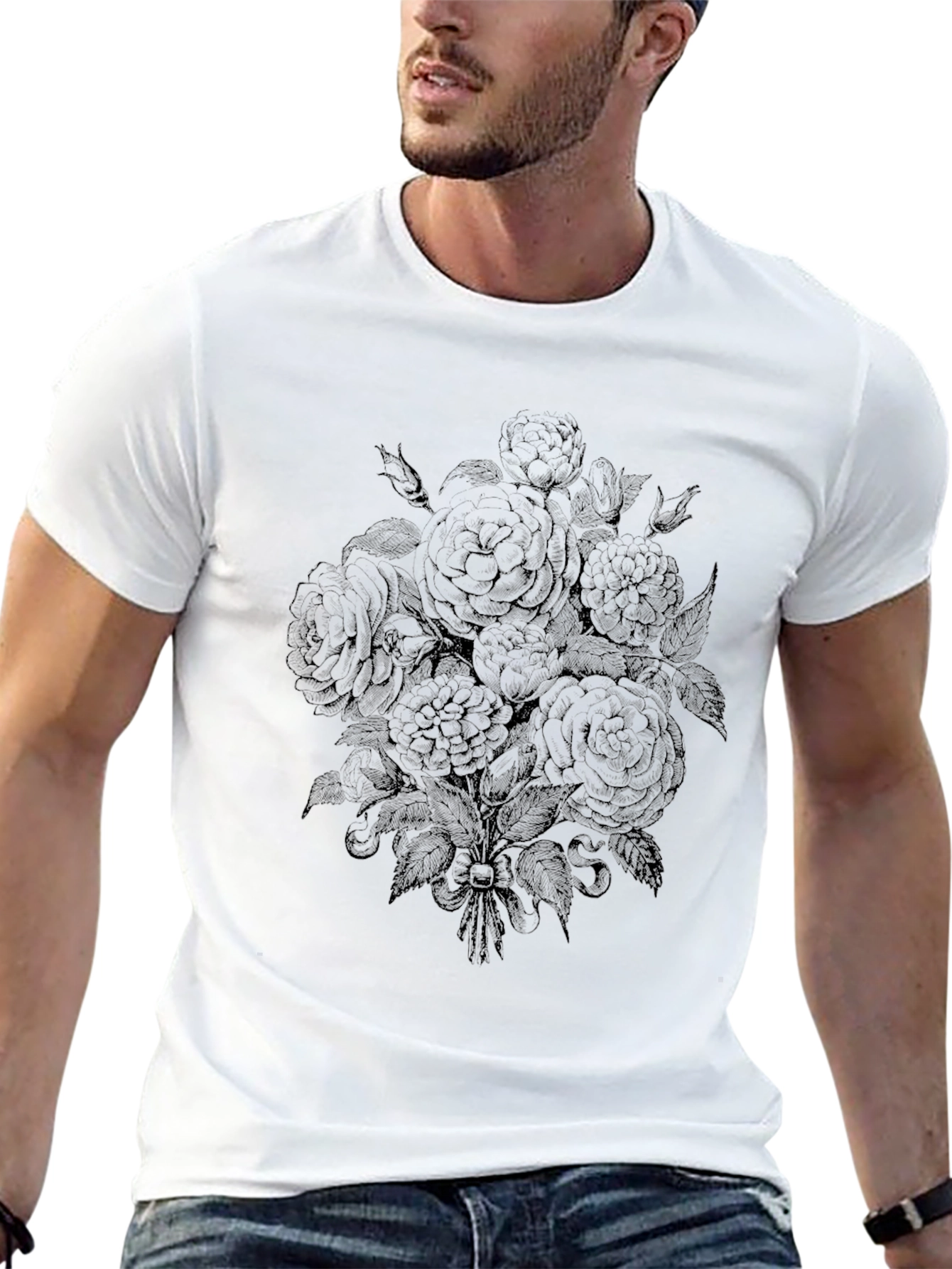 Elegant Black Floral Graphic T-Shirt