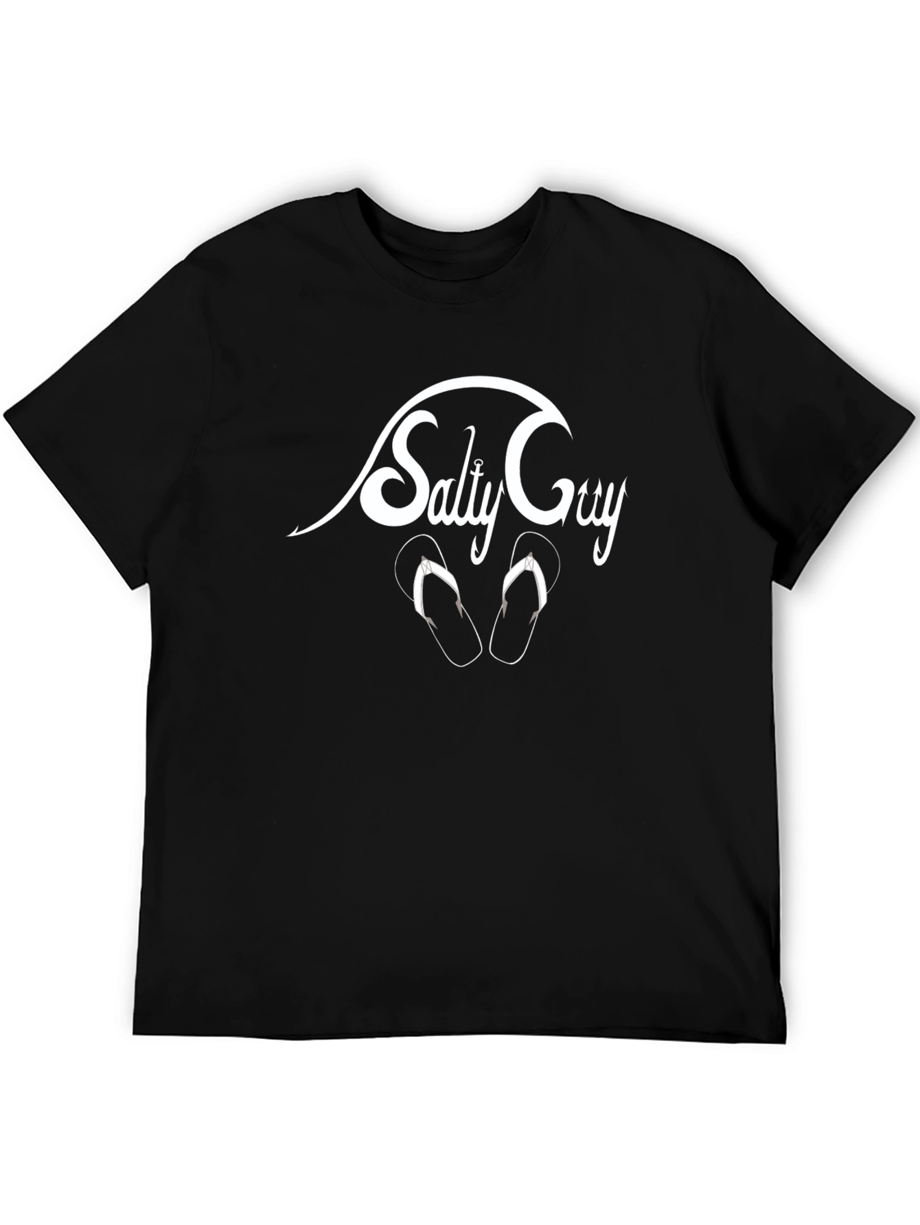 Salty Guy Black Graphic Tee - Beach Vibes T-Shirt
