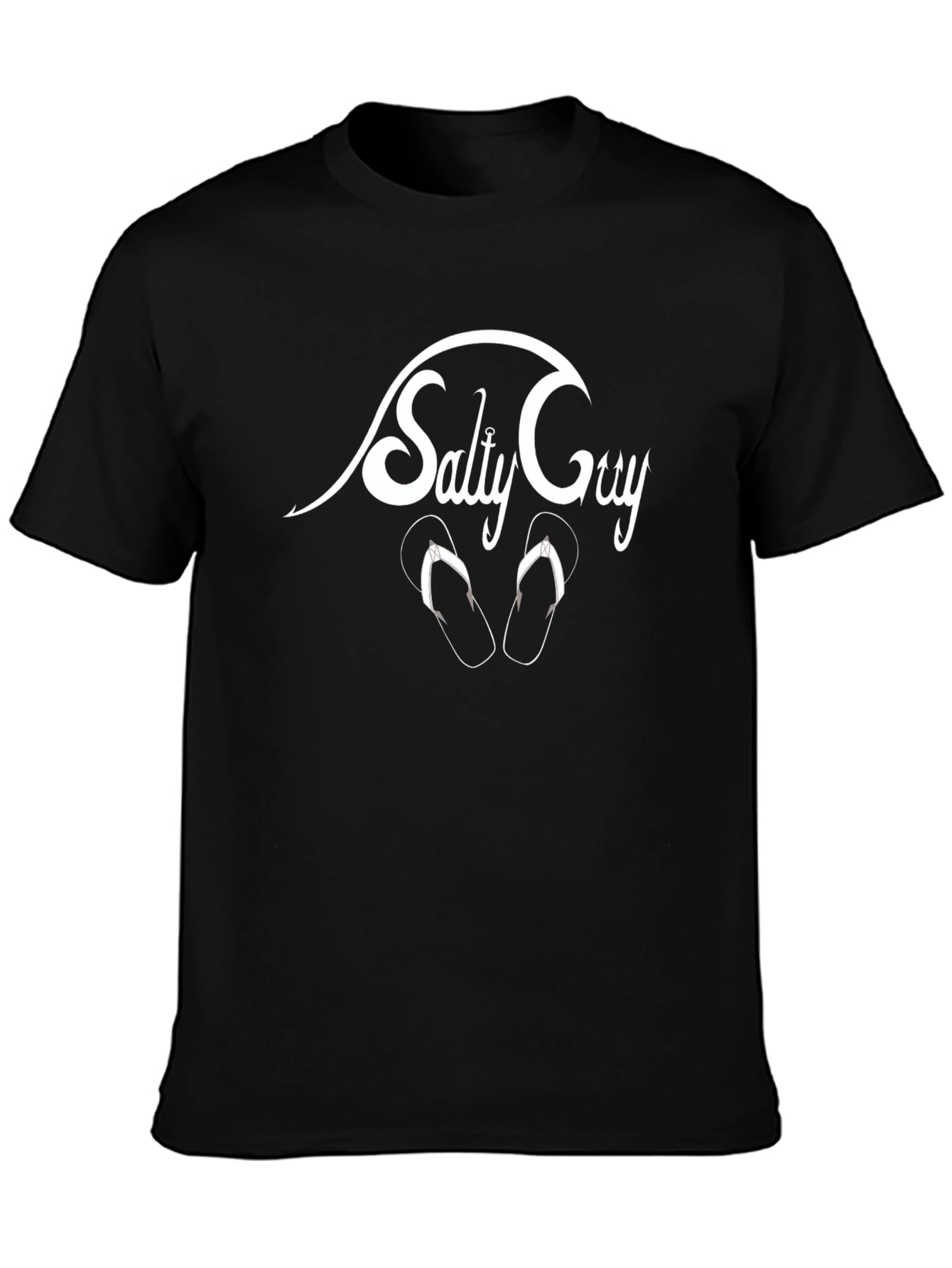 Salty Guy Black Graphic Tee - Beach Vibes T-Shirt