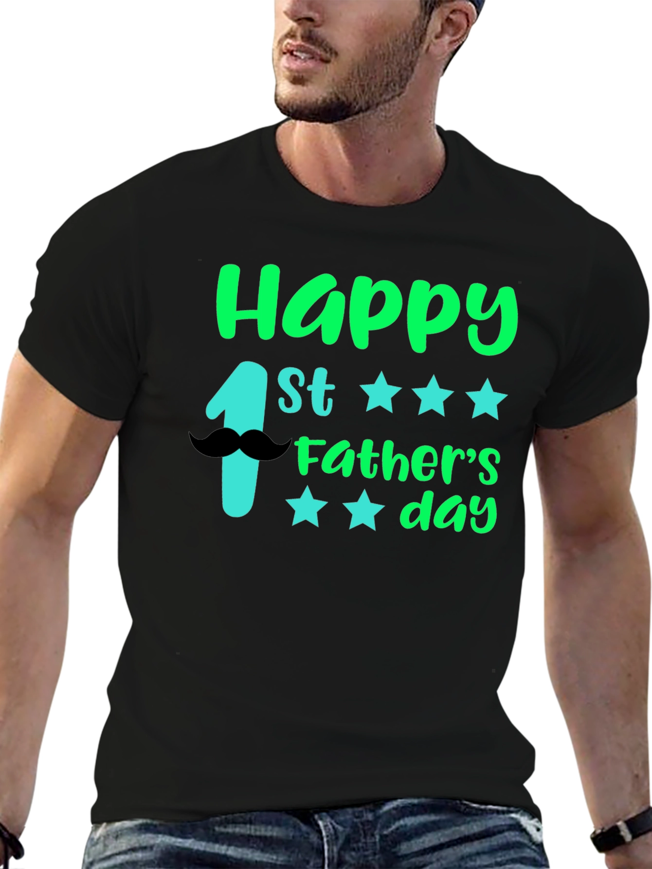 Happy 1st Fathers Day Black T-Shirt