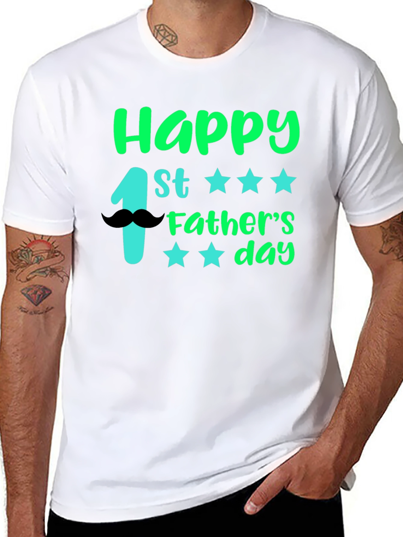 Happy 1st Fathers Day Black T-Shirt