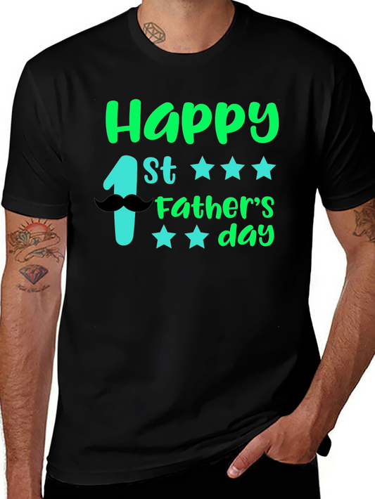Happy 1st Fathers Day Black T-Shirt