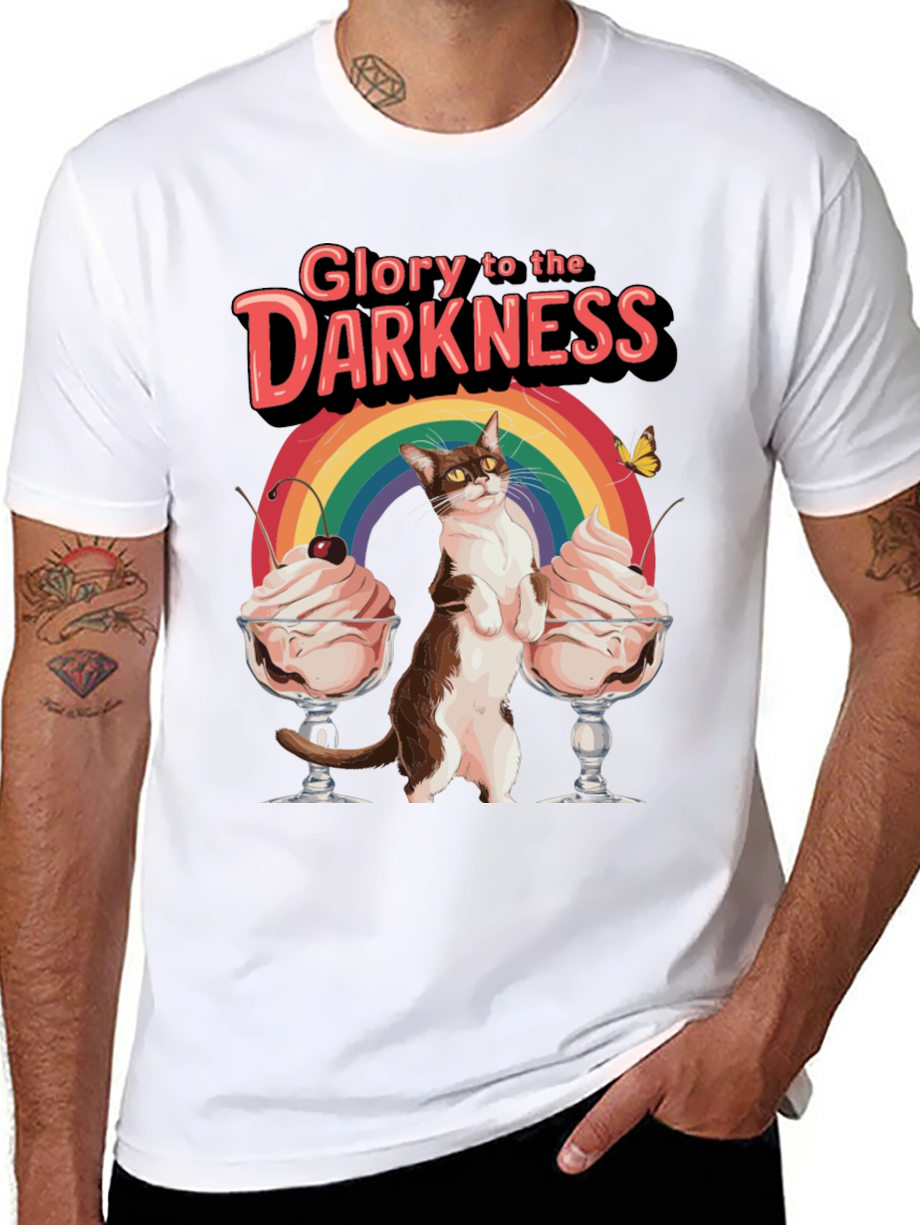 Glory to the Darkness Cat Rainbow T-Shirt