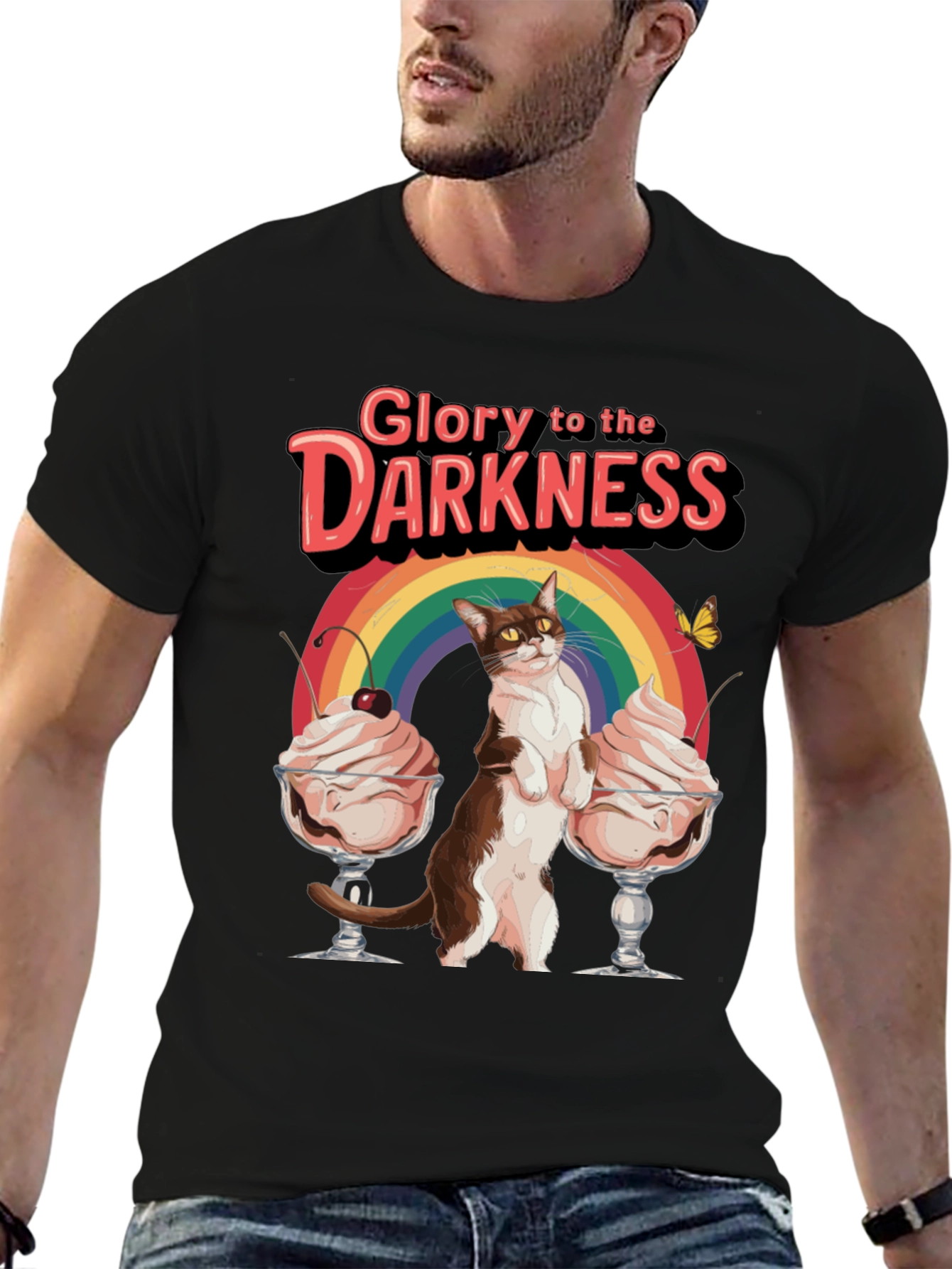 Glory to the Darkness Cat Rainbow T-Shirt
