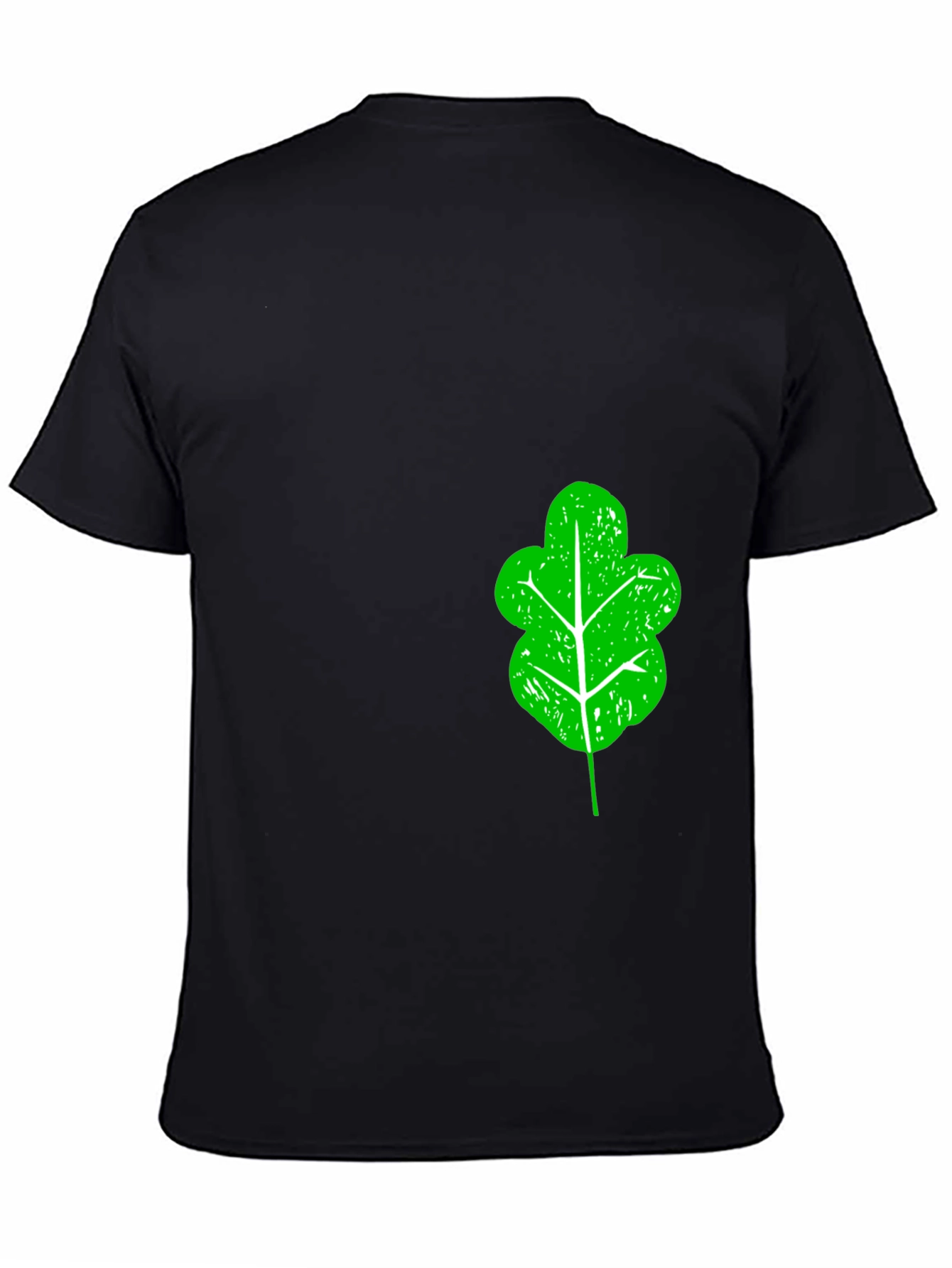 Green Leaf Graphic Black T-Shirt
