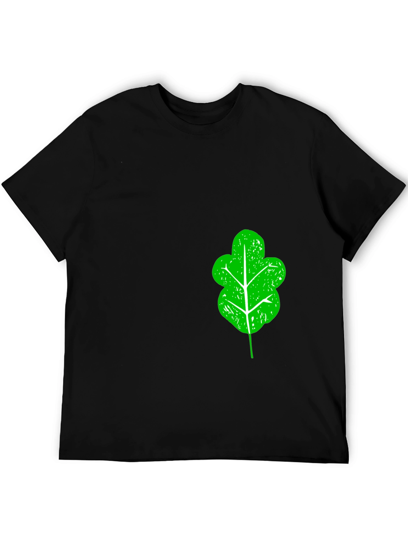 Green Leaf Graphic Black T-Shirt