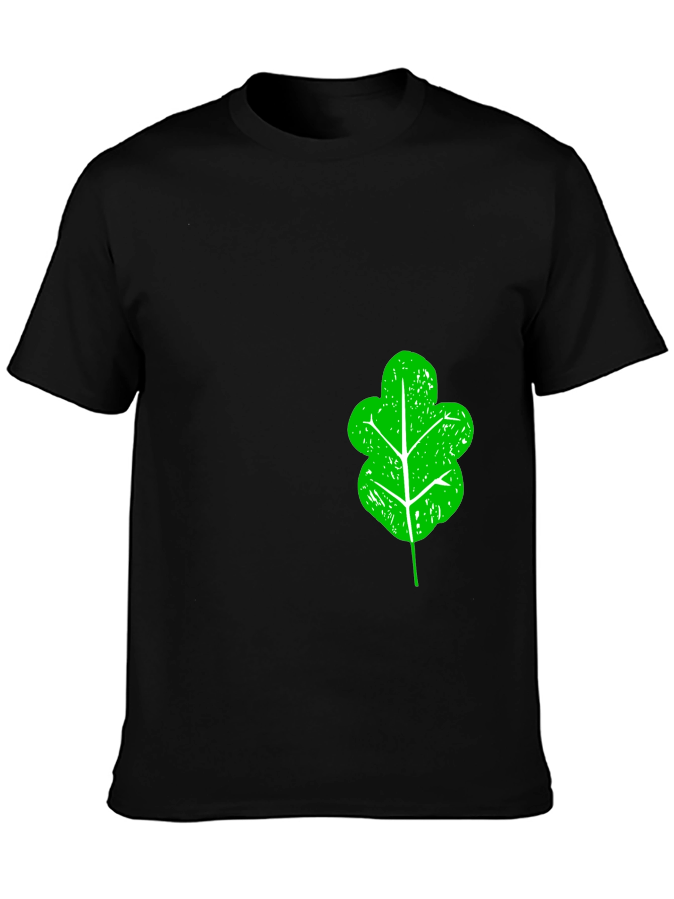 Green Leaf Graphic Black T-Shirt