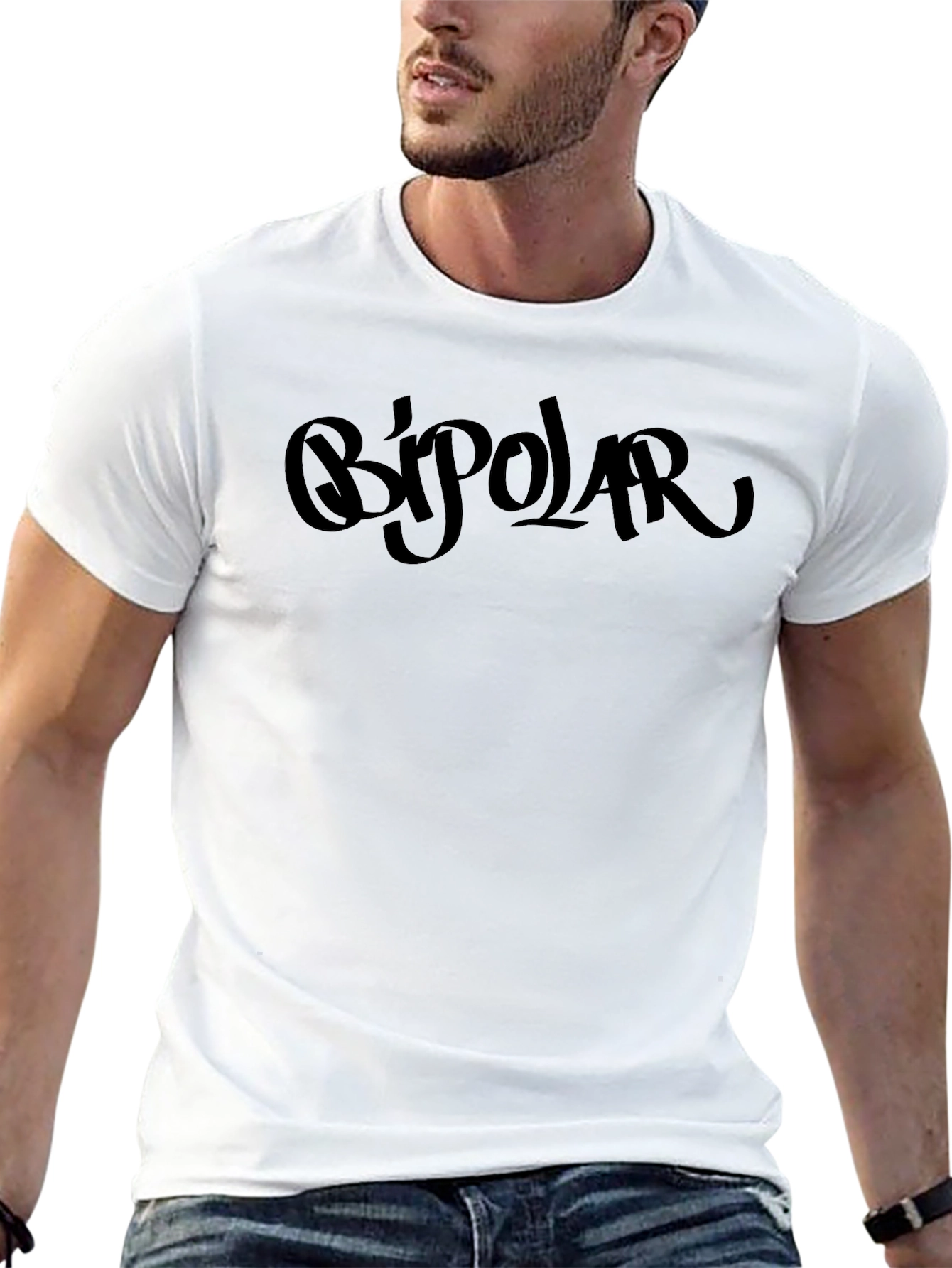 Bipolar Graphic Tee - Stylish Mens Black T-Shirt