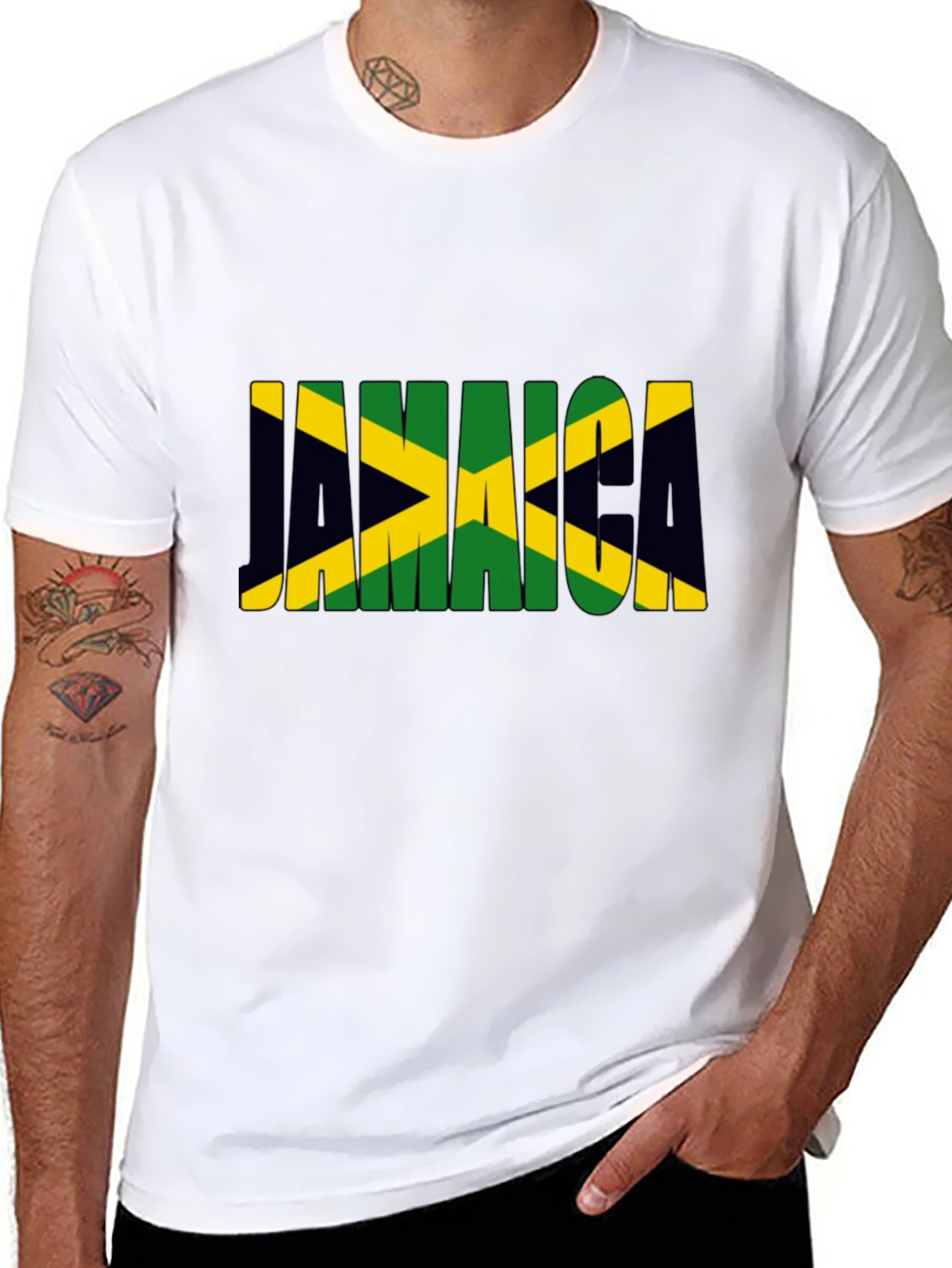 Jamaica Flag T-Shirt - Black Crew Neck Tee