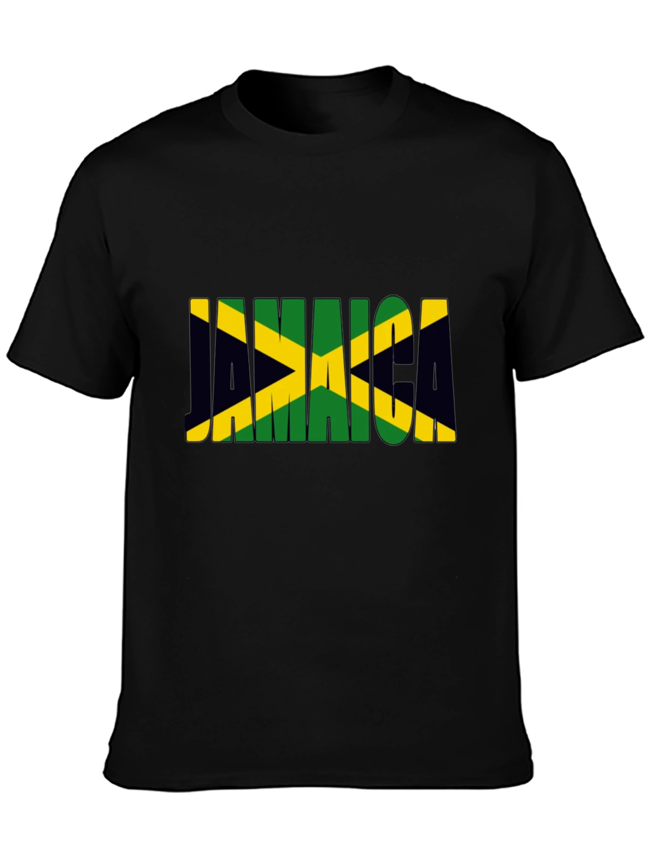 Jamaica Flag T-Shirt - Black Crew Neck Tee