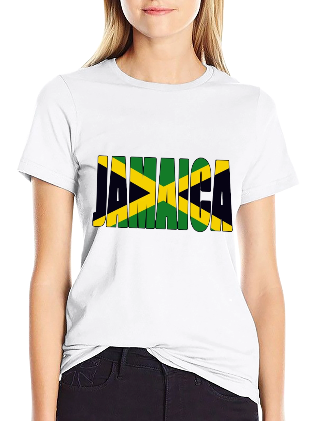 Jamaica Flag T-Shirt - Black Crew Neck Tee