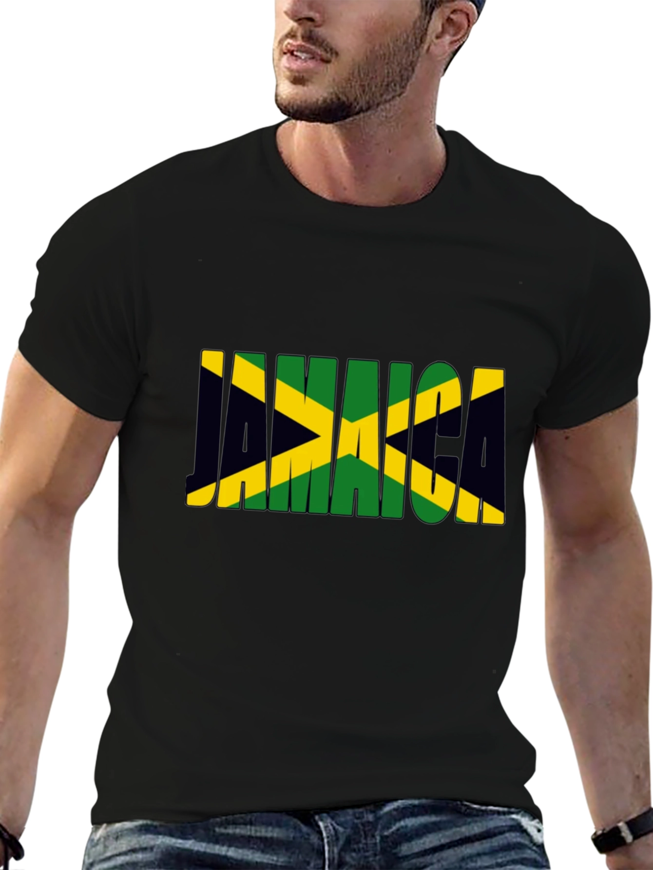 Jamaica Flag T-Shirt - Black Crew Neck Tee