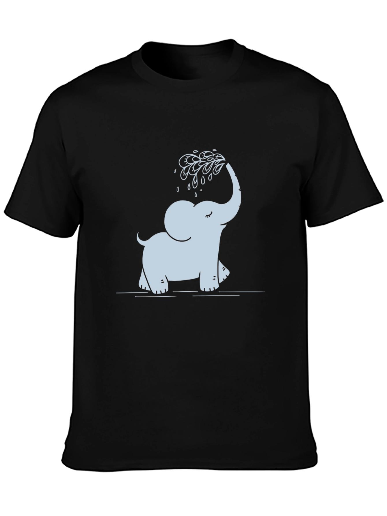 Cute Elephant T-Shirt - Black Cotton Tee
