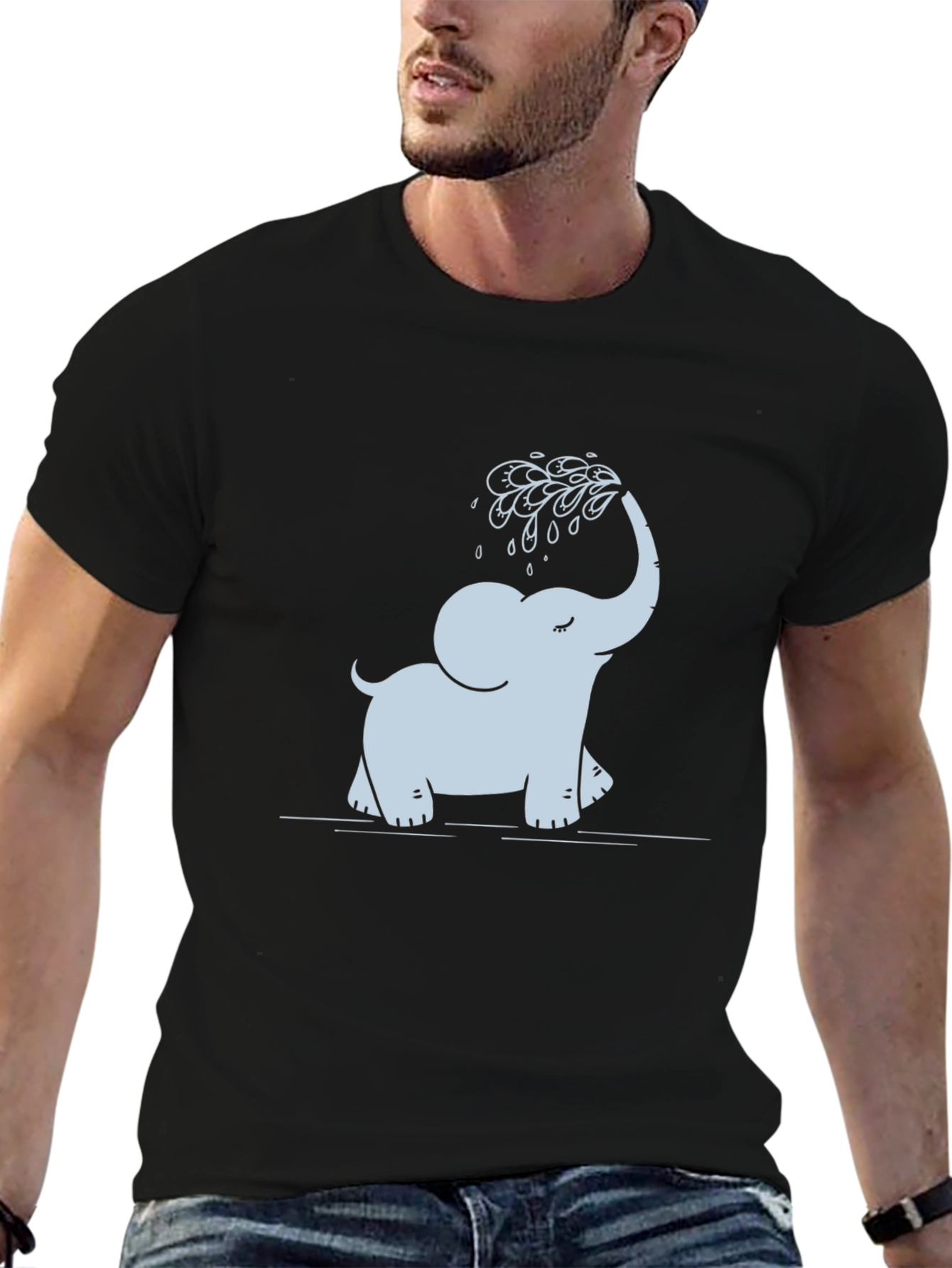 Cute Elephant T-Shirt - Black Cotton Tee