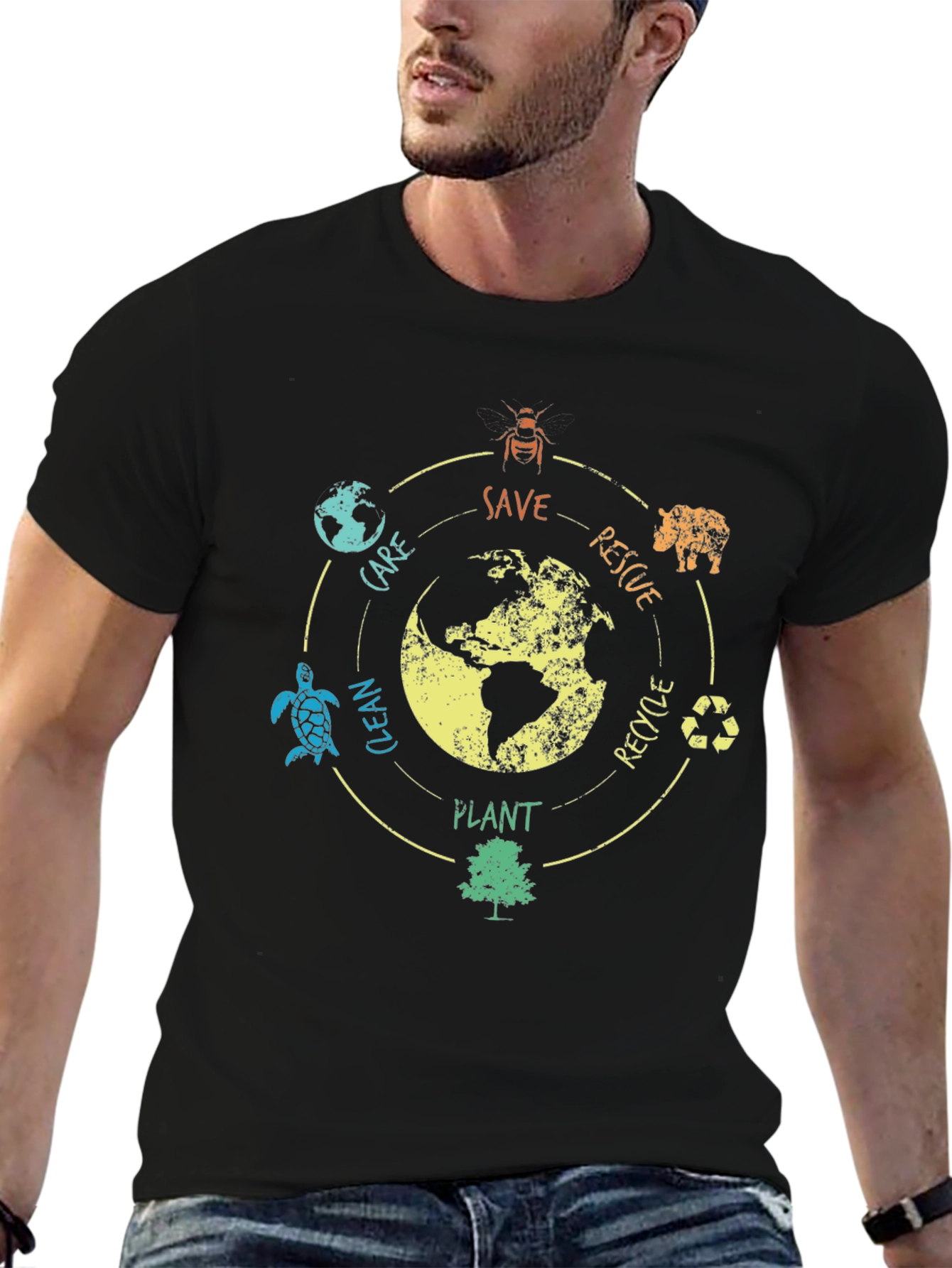 Eco-Friendly Save the Planet Graphic T-Shirt