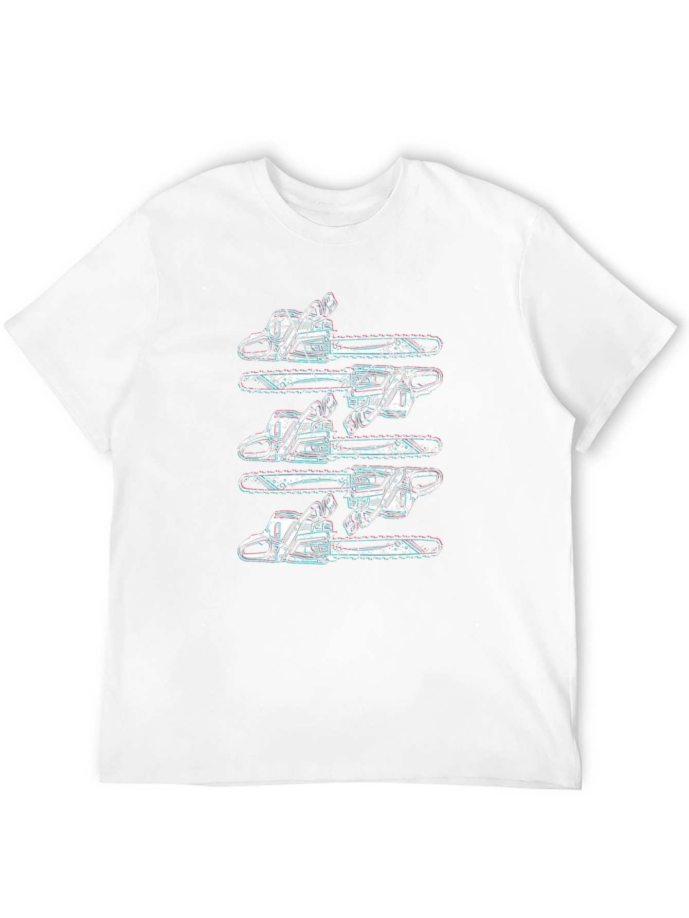 Chainsaw Pattern Black T-Shirt - Unique Design
