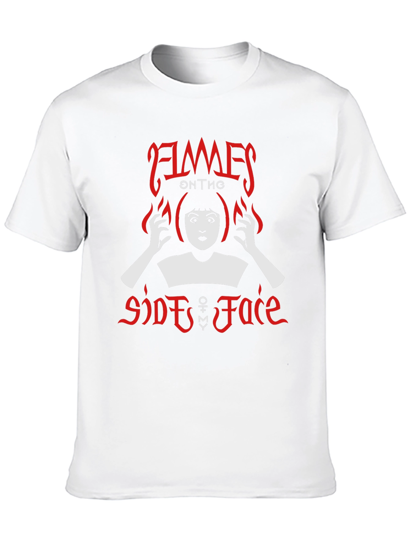 Flames on the Side of Face Black Graphic Tee