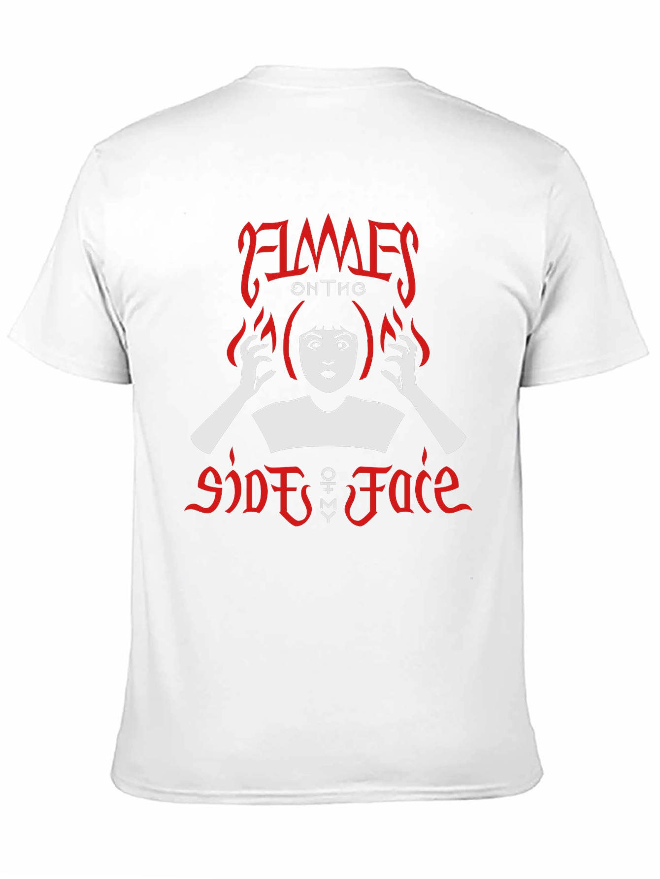 Flames on the Side of Face Black Graphic Tee