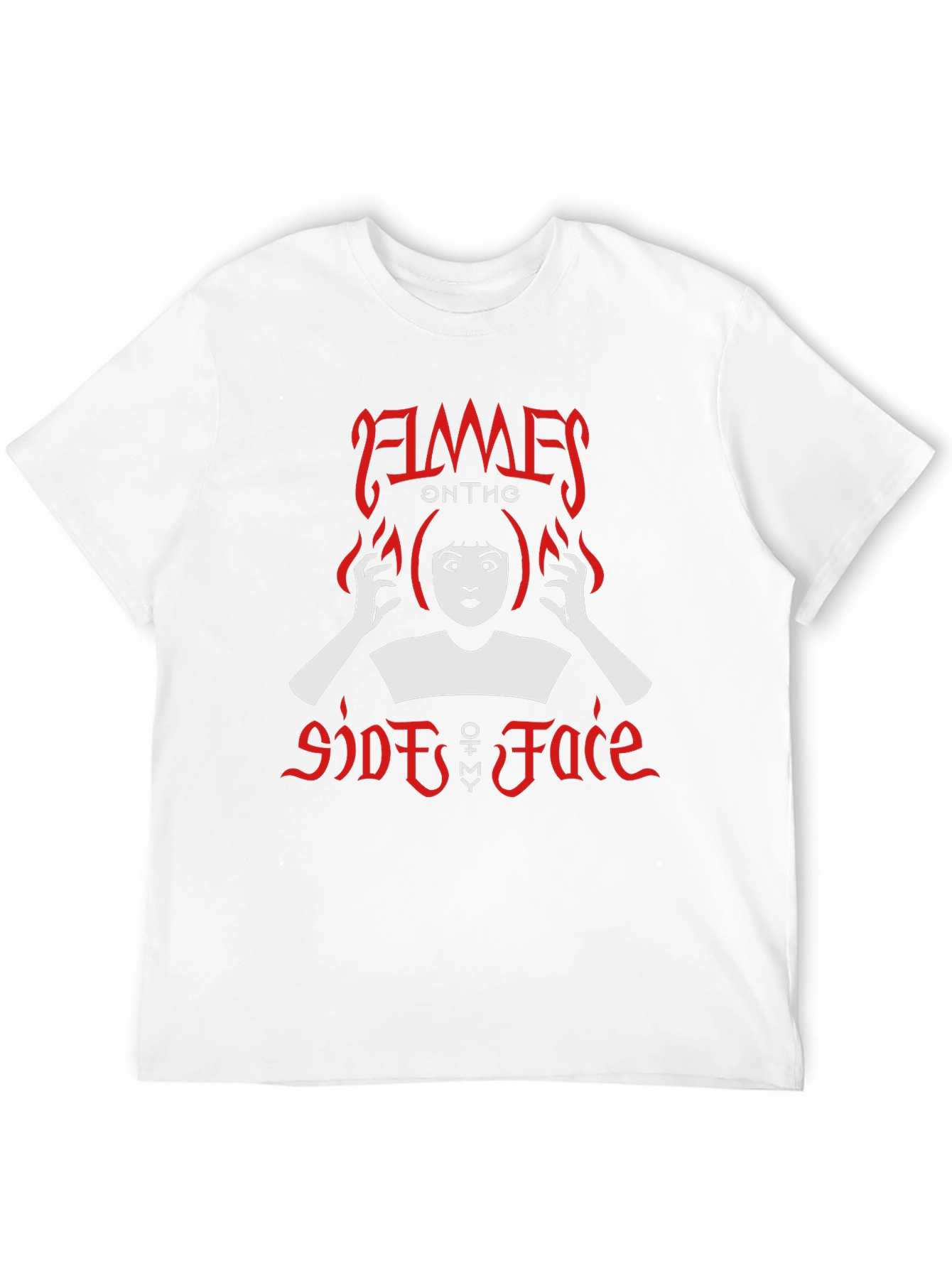 Flames on the Side of Face Black Graphic Tee