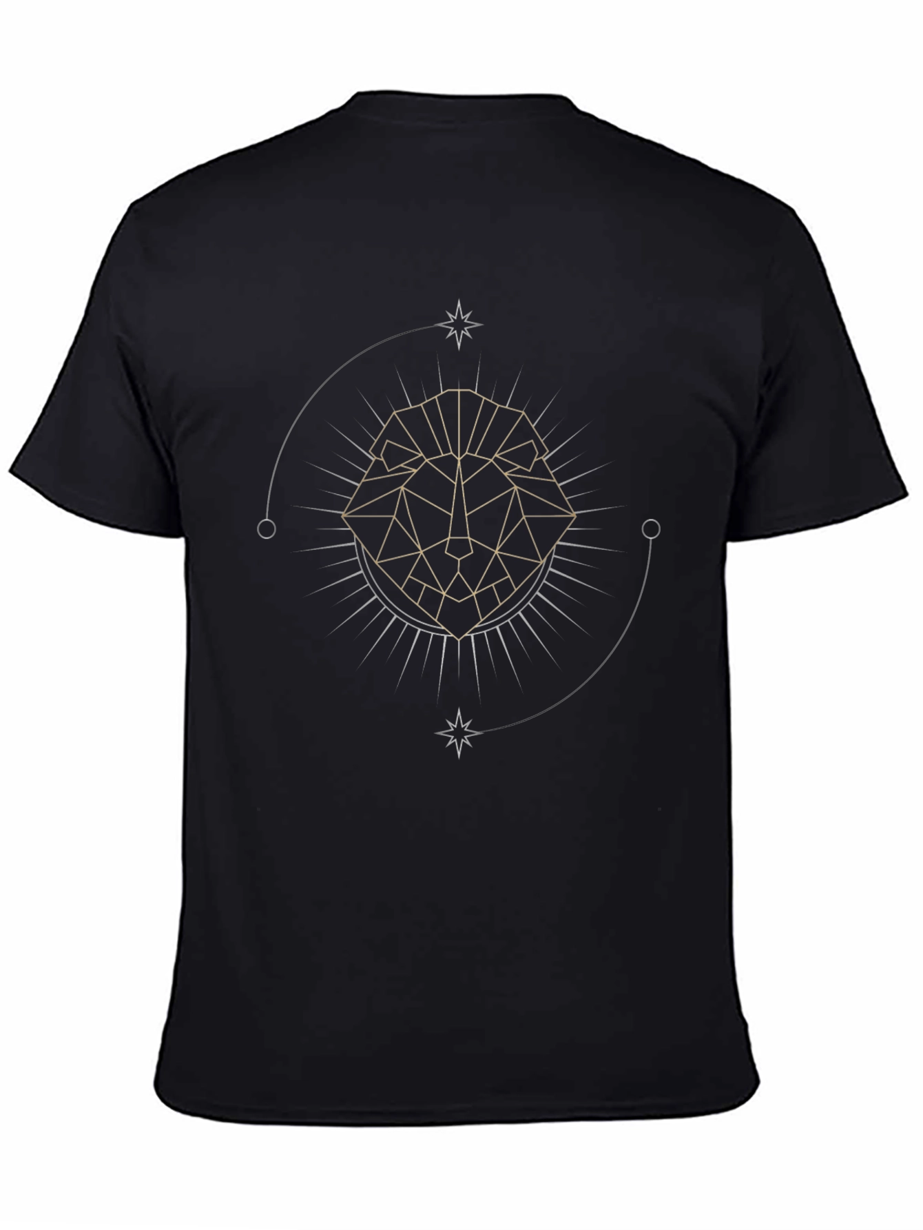 Geometric Lion Graphic Tee - Black