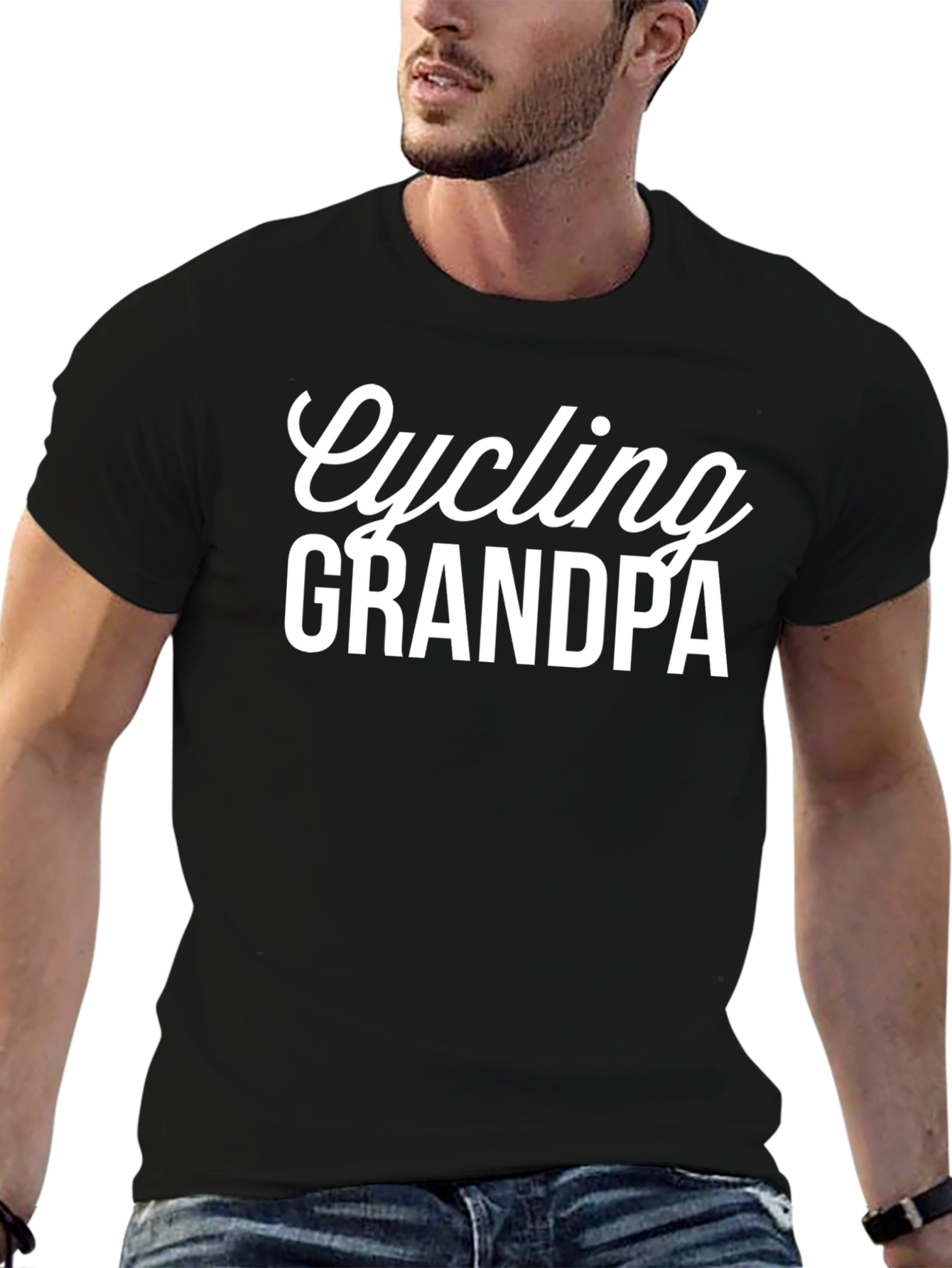 Cycling Grandpa T-Shirt - Black Graphic Tee