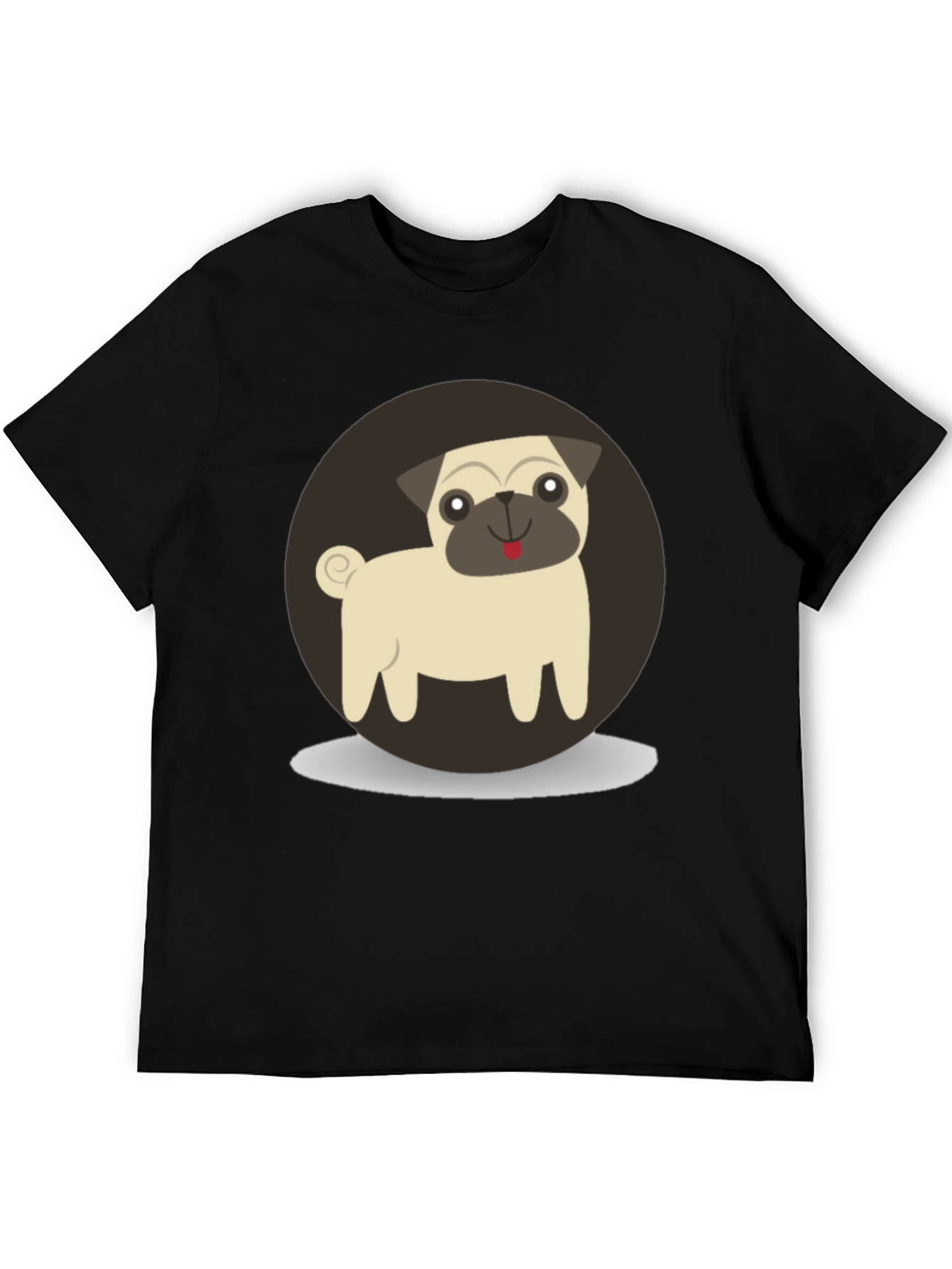 Cute Pug Graphic Tee - Black Cotton T-Shirt