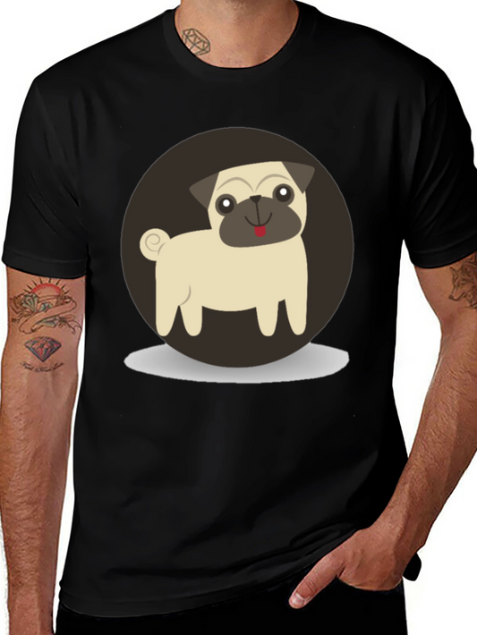 Cute Pug Graphic Tee - Black Cotton T-Shirt