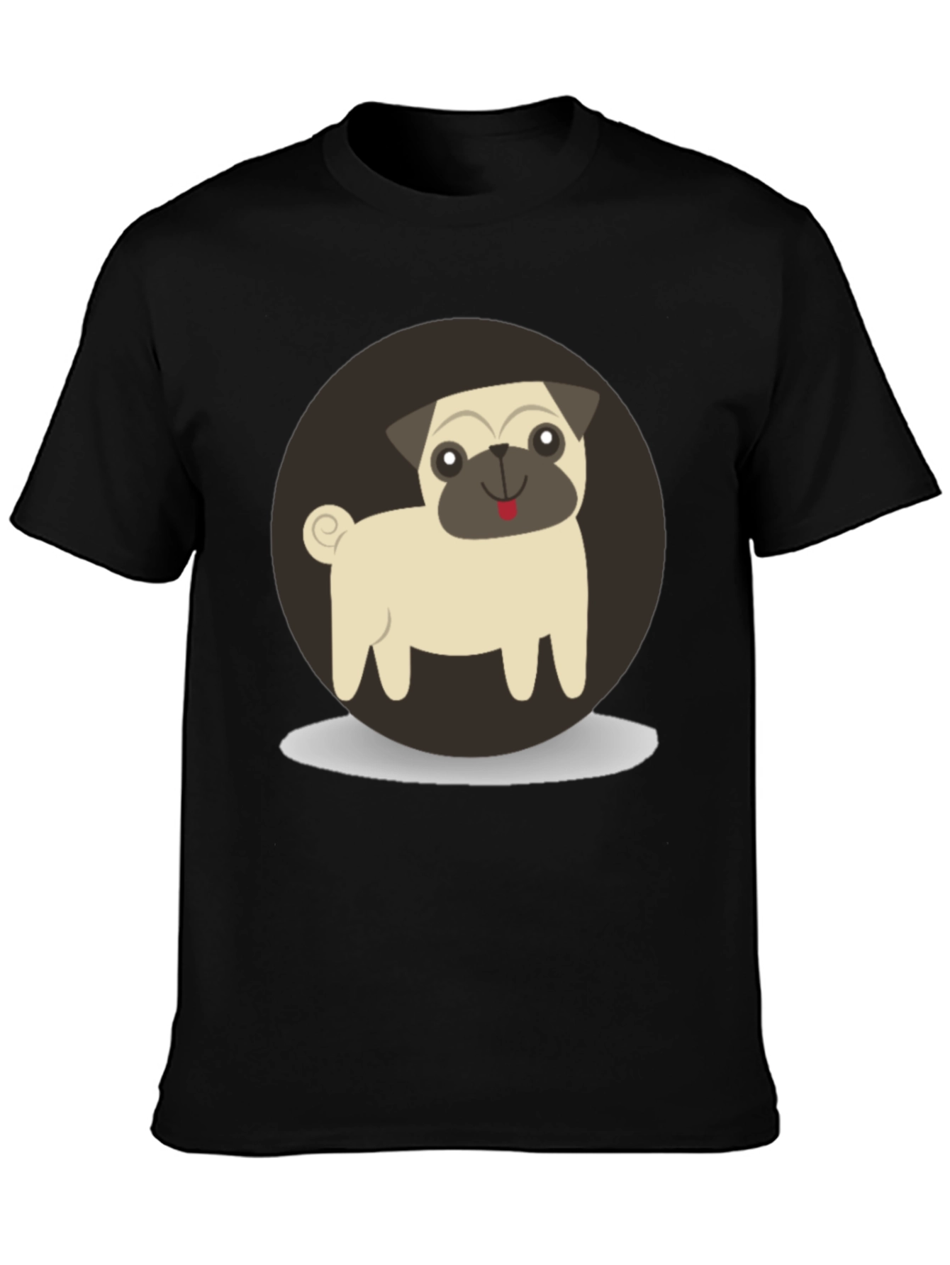 Cute Pug Graphic Tee - Black Cotton T-Shirt