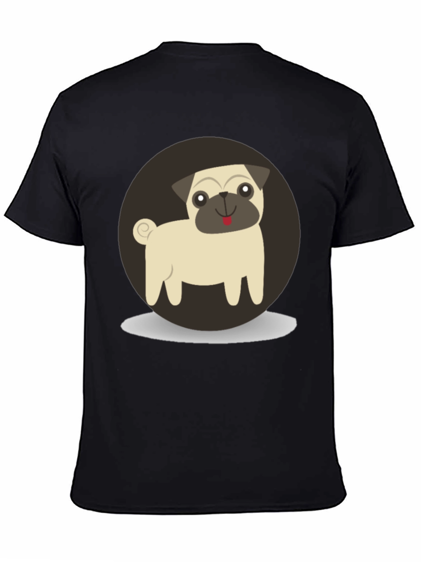 Cute Pug Graphic Tee - Black Cotton T-Shirt