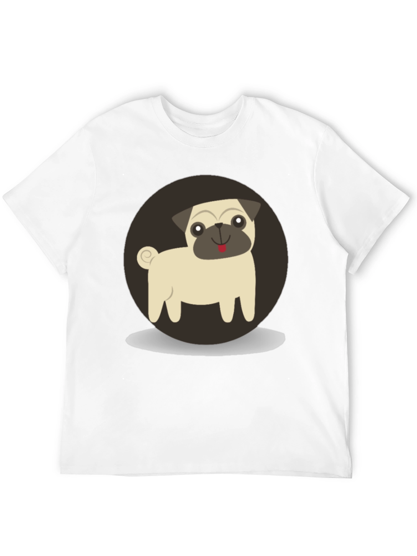 Cute Pug Graphic Tee - Black Cotton T-Shirt