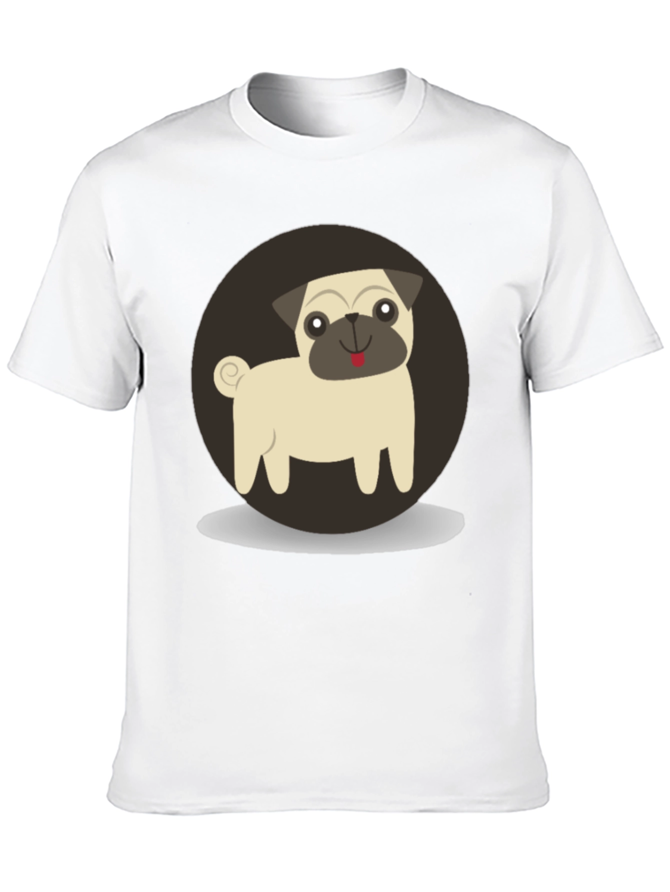 Cute Pug Graphic Tee - Black Cotton T-Shirt