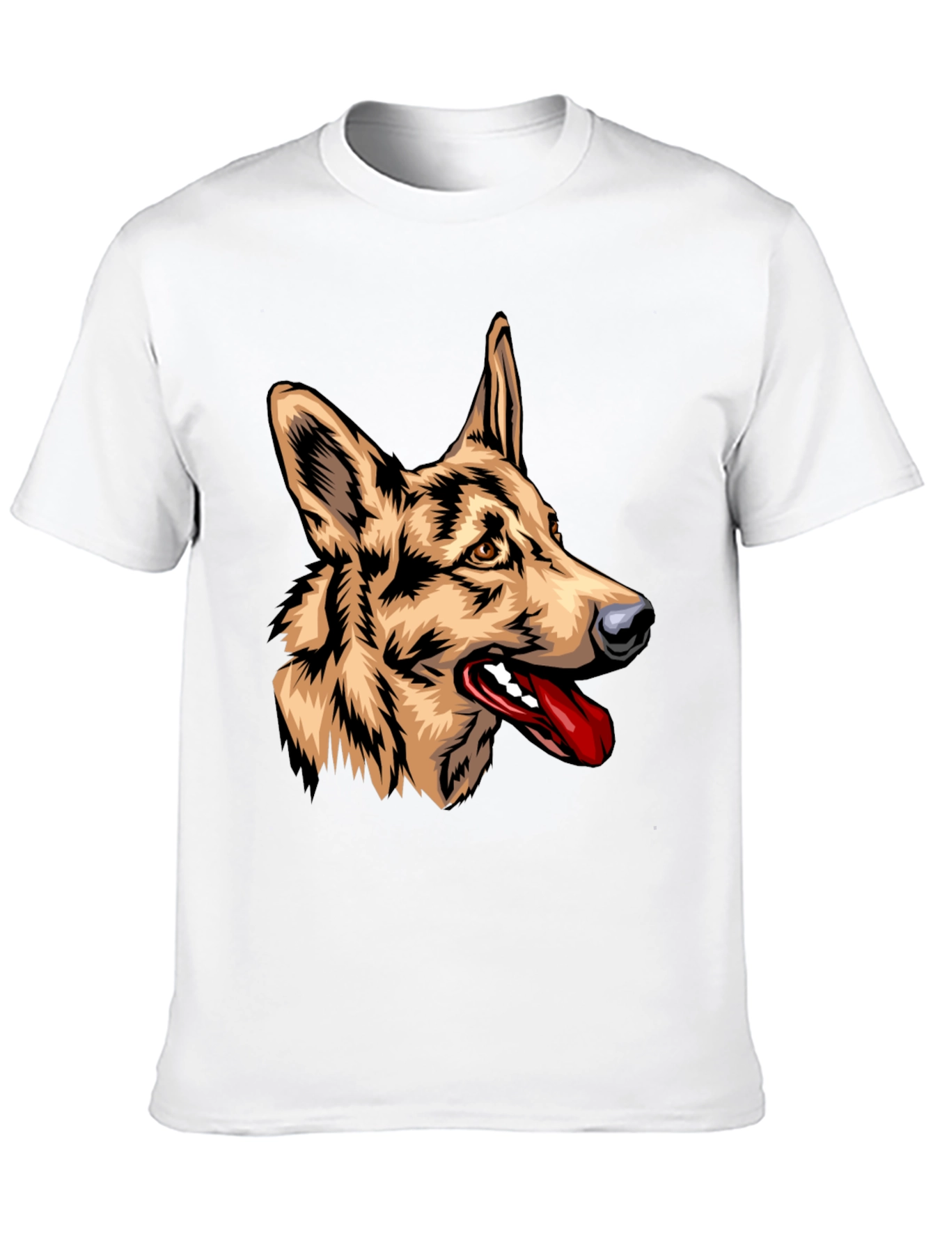 German Shepherd Graphic Print Black T-Shirt