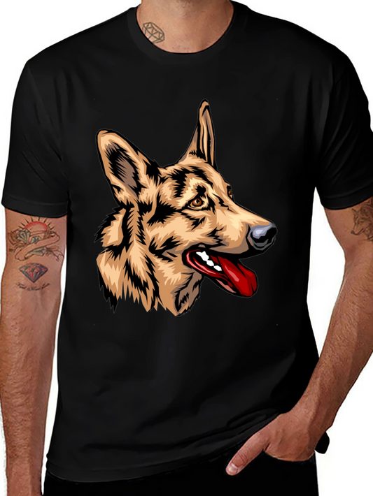 German Shepherd Graphic Print Black T-Shirt