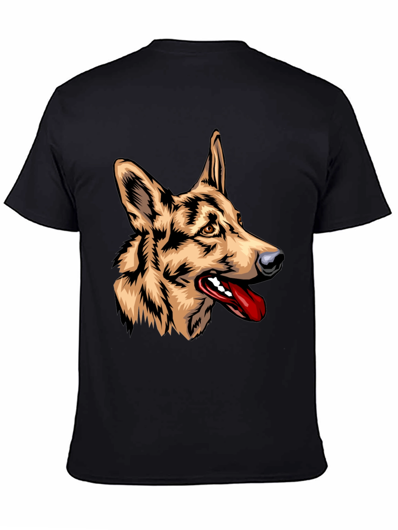 German Shepherd Graphic Print Black T-Shirt