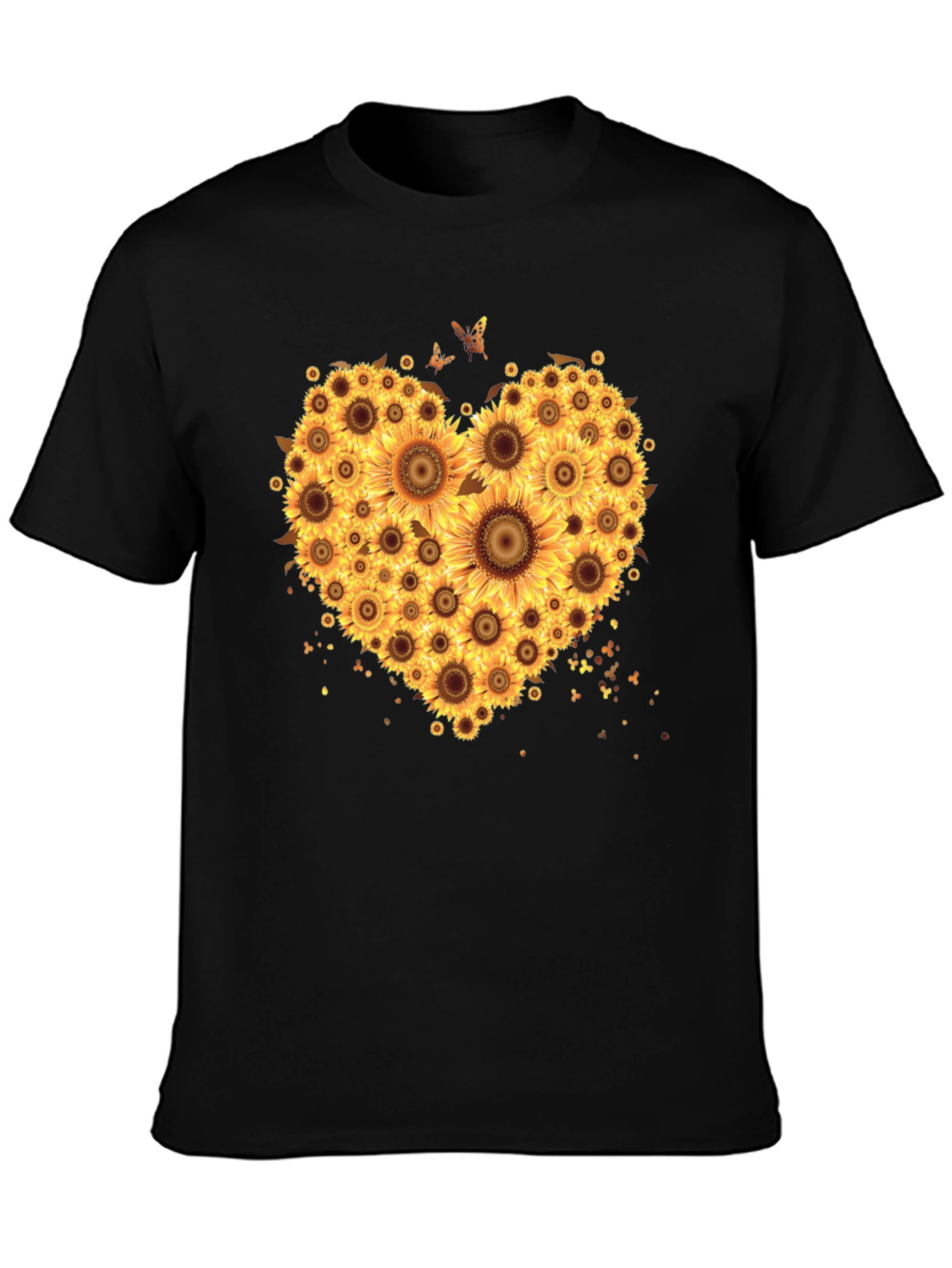 Sunflower Heart Graphic T-Shirt - Black