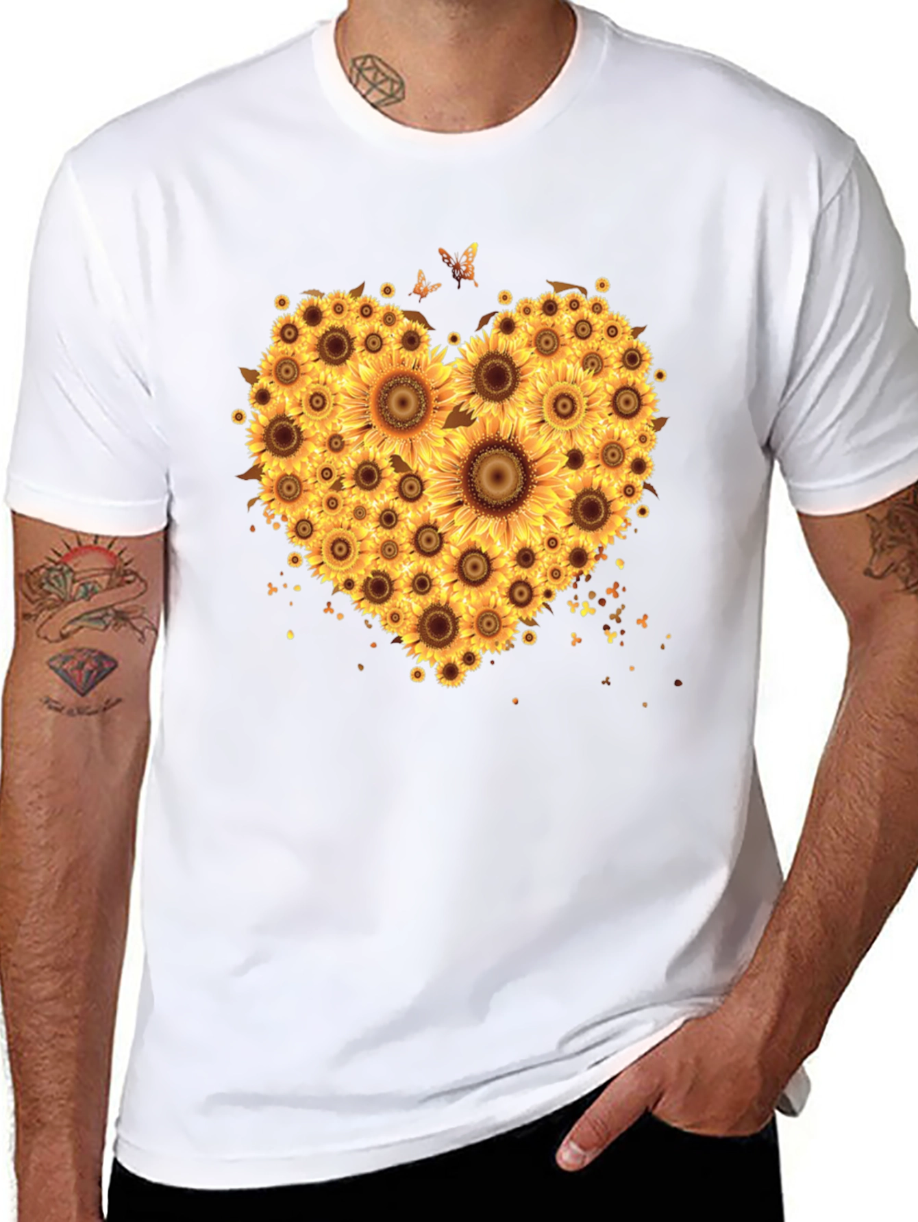 Sunflower Heart Graphic T-Shirt - Black