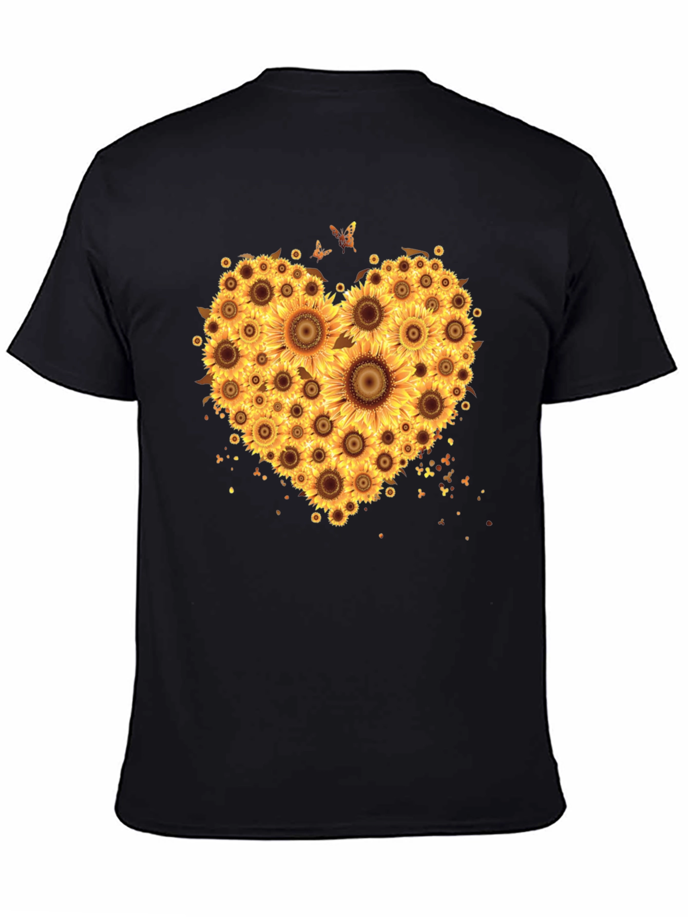 Sunflower Heart Graphic T-Shirt - Black