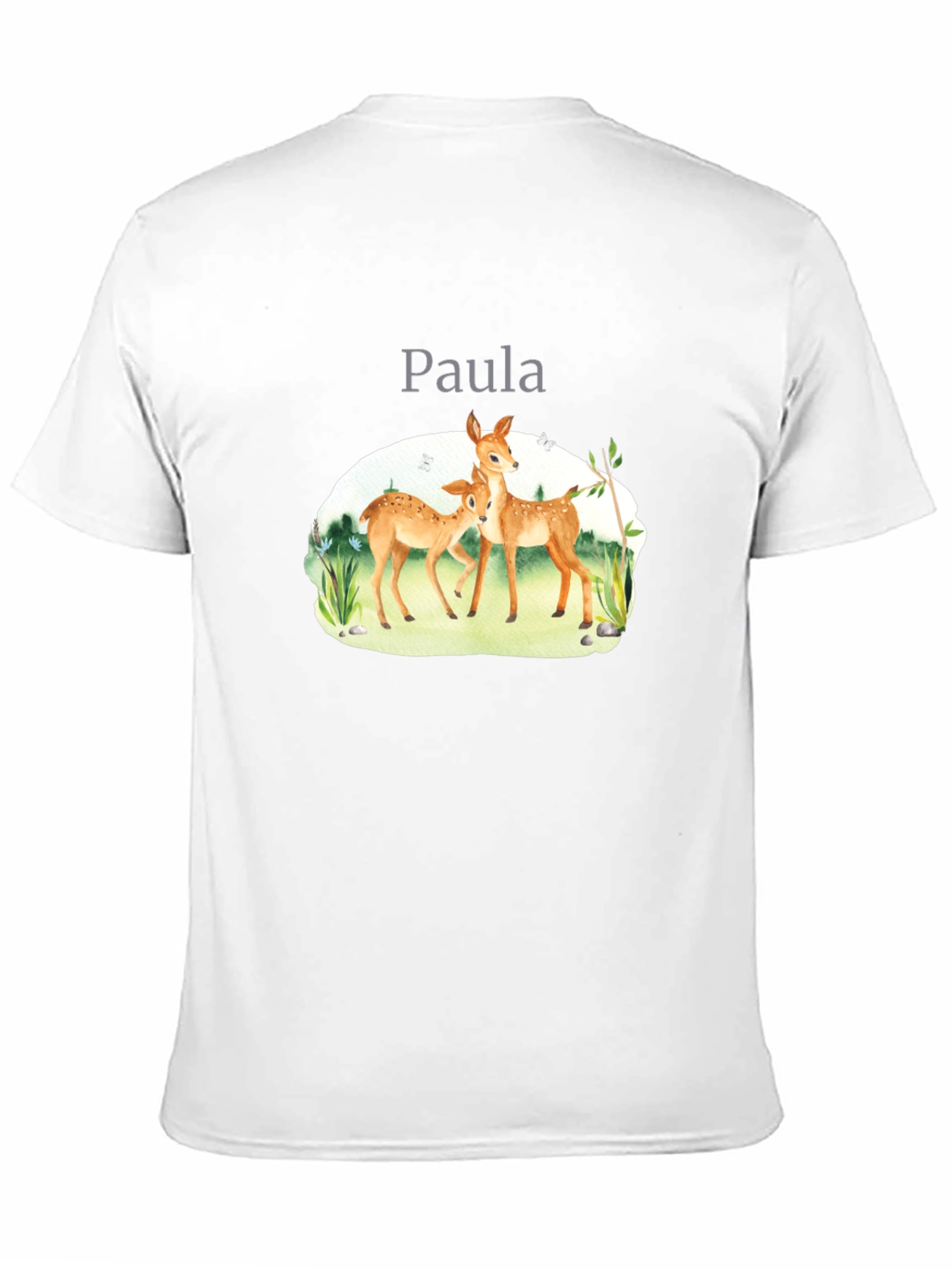 Deer with Name Black T-Shirt
