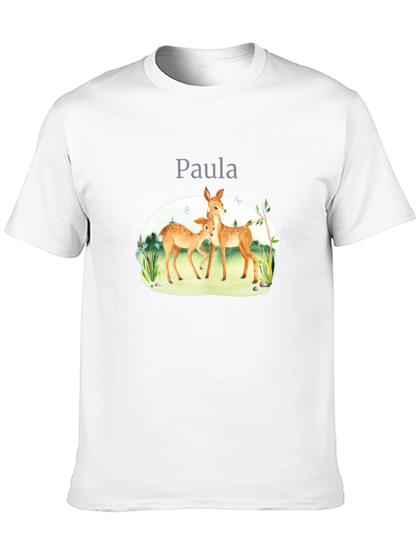 Deer with Name Black T-Shirt