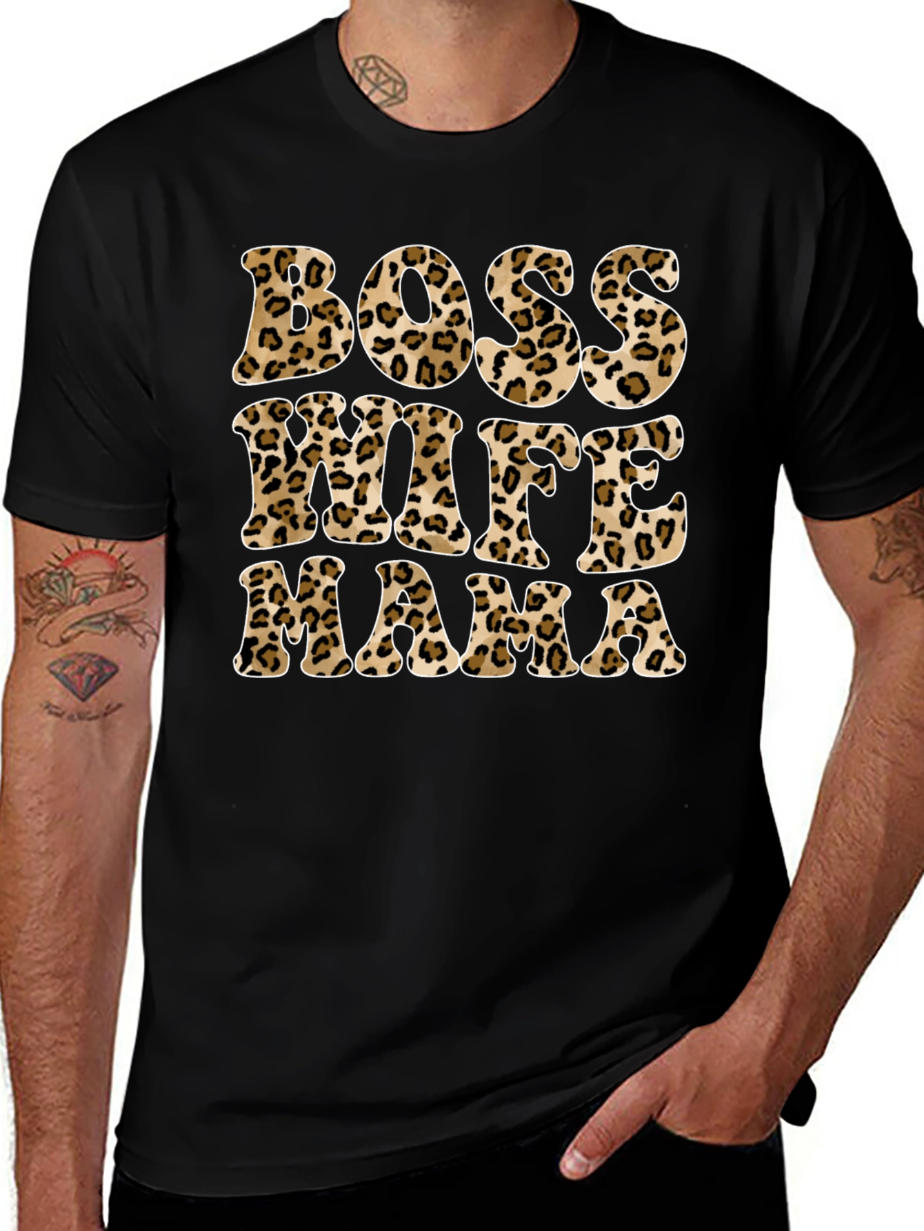 Boss Wife Mama Leopard Print Graphic Tee