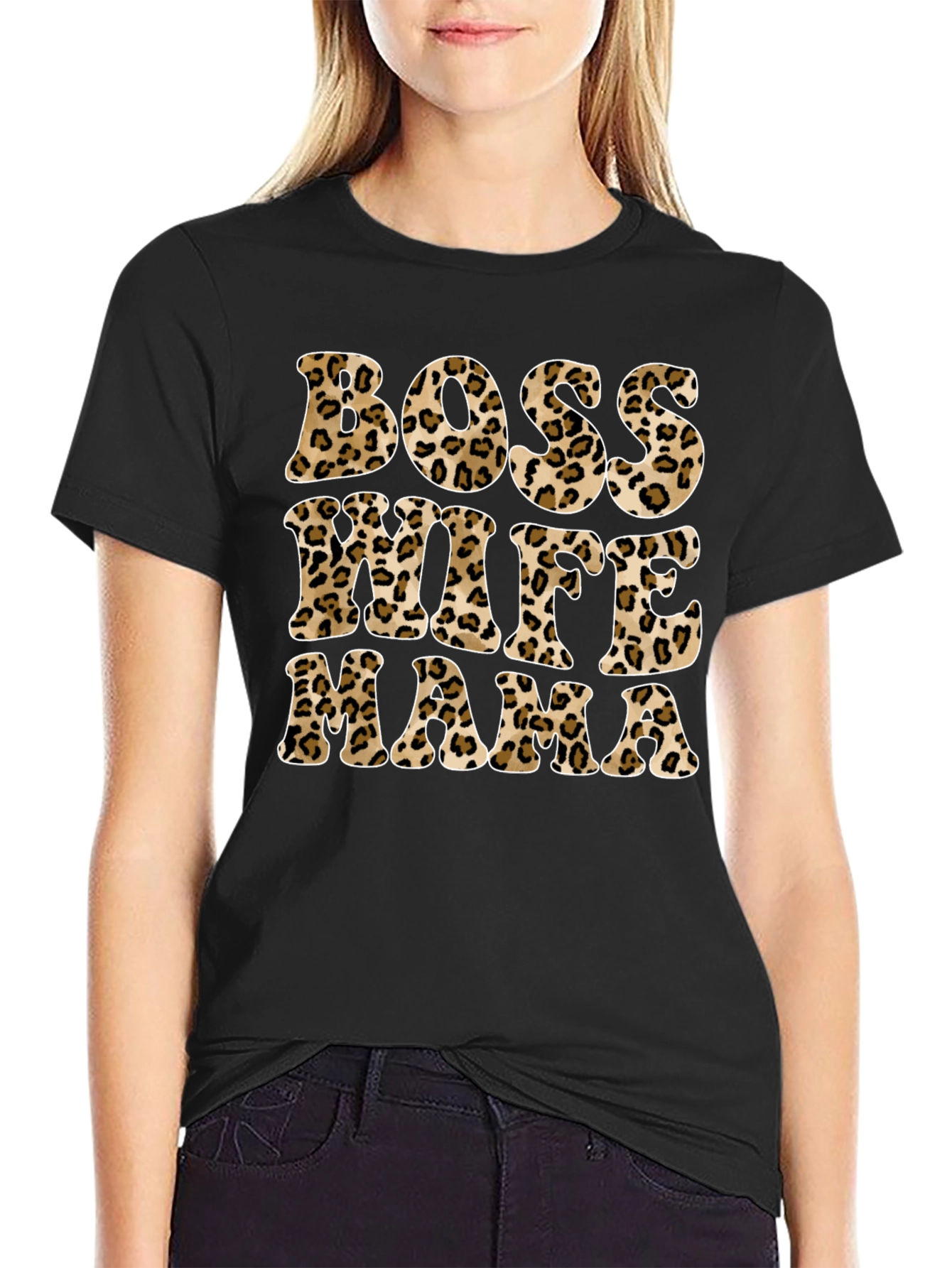 Boss Wife Mama Leopard Print Graphic Tee